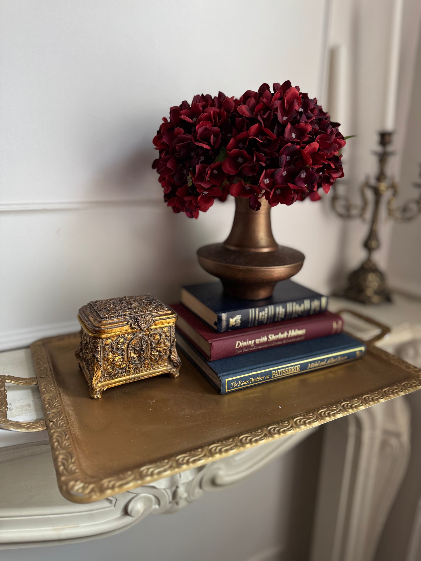 Elegant Serving Accent Gold Plated Metal Tray
