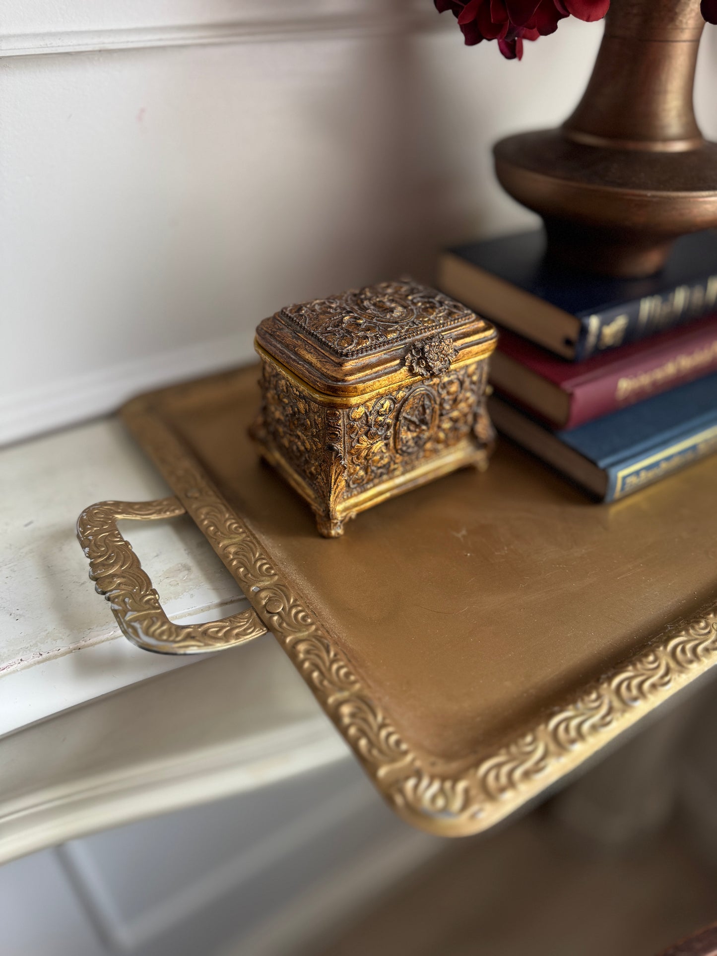 Elegant Serving Accent Gold Plated Metal Tray