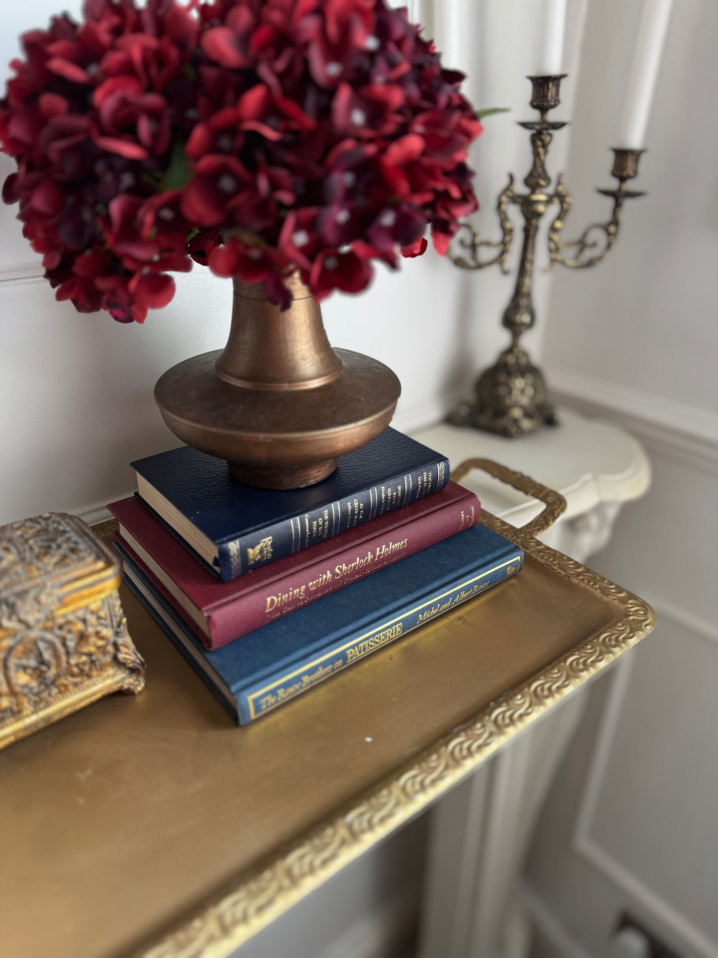 Elegant Serving Accent Gold Plated Metal Tray