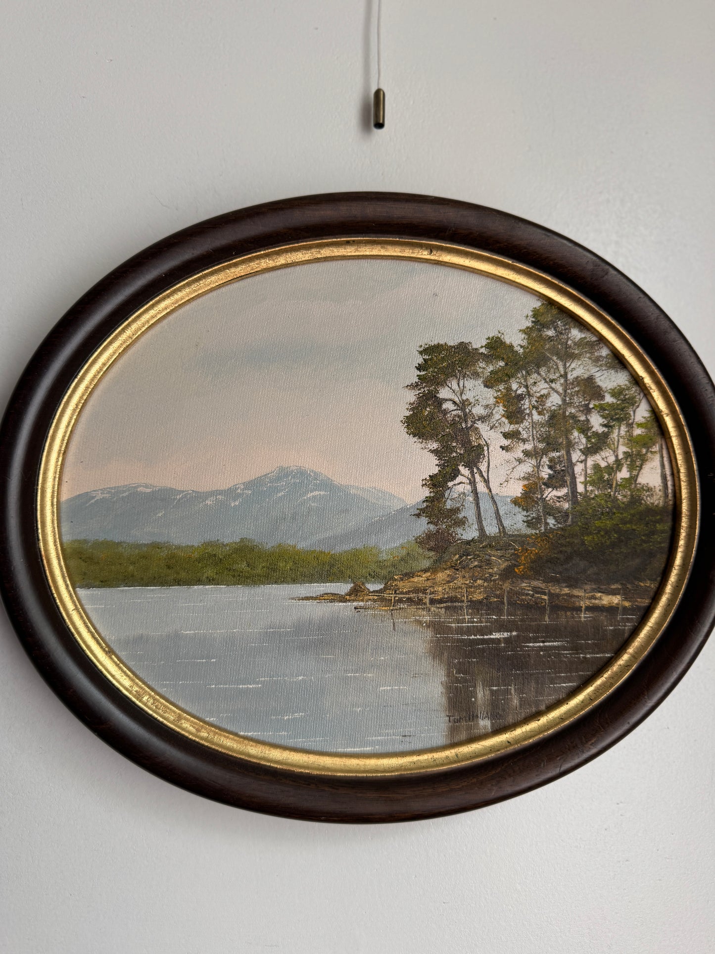 Original Signed Vintage Oil Painting by Tom Holland – Derwent at Friars Cras