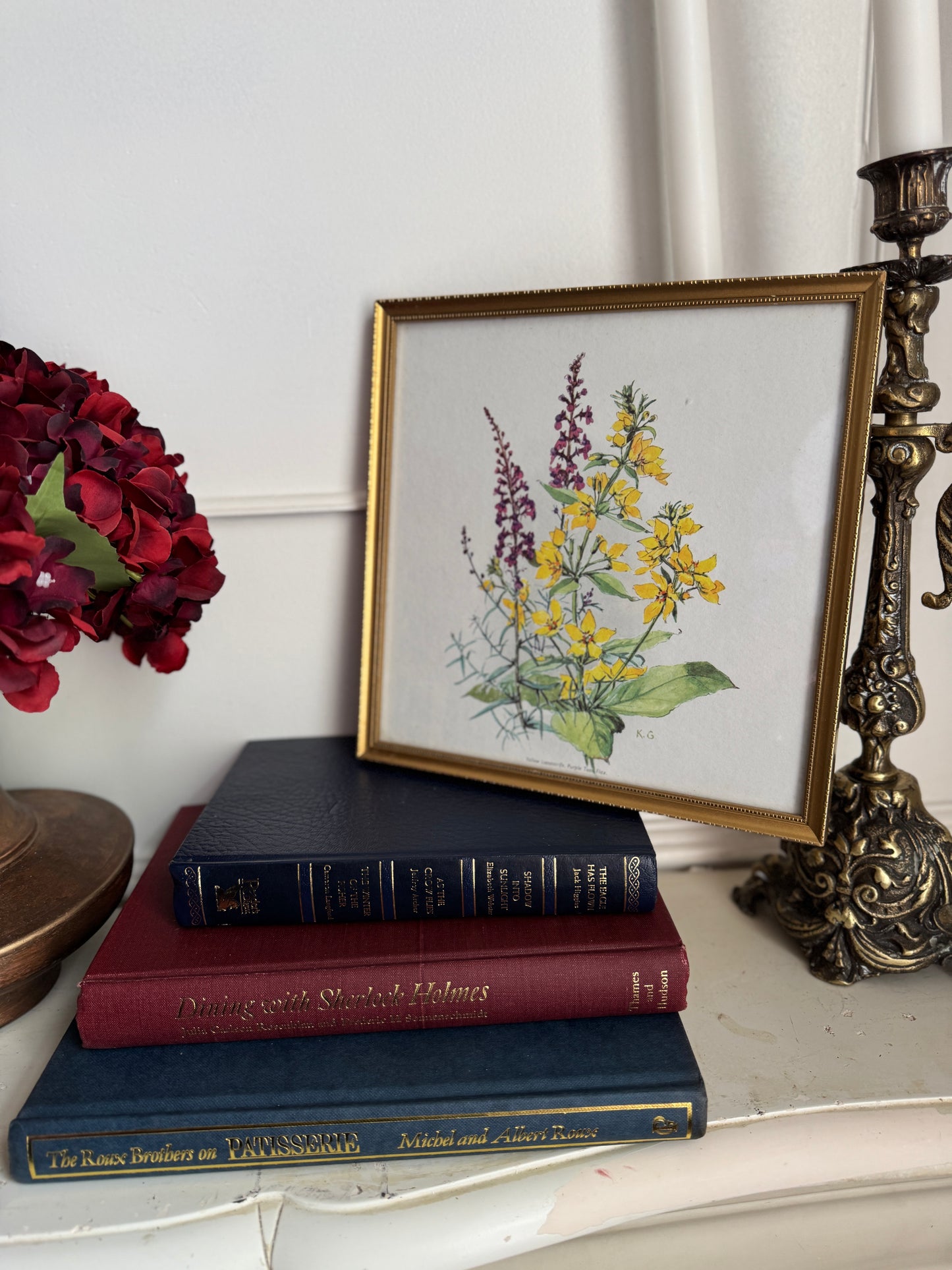 Vintage Flower Print in a Slim Gold Frame