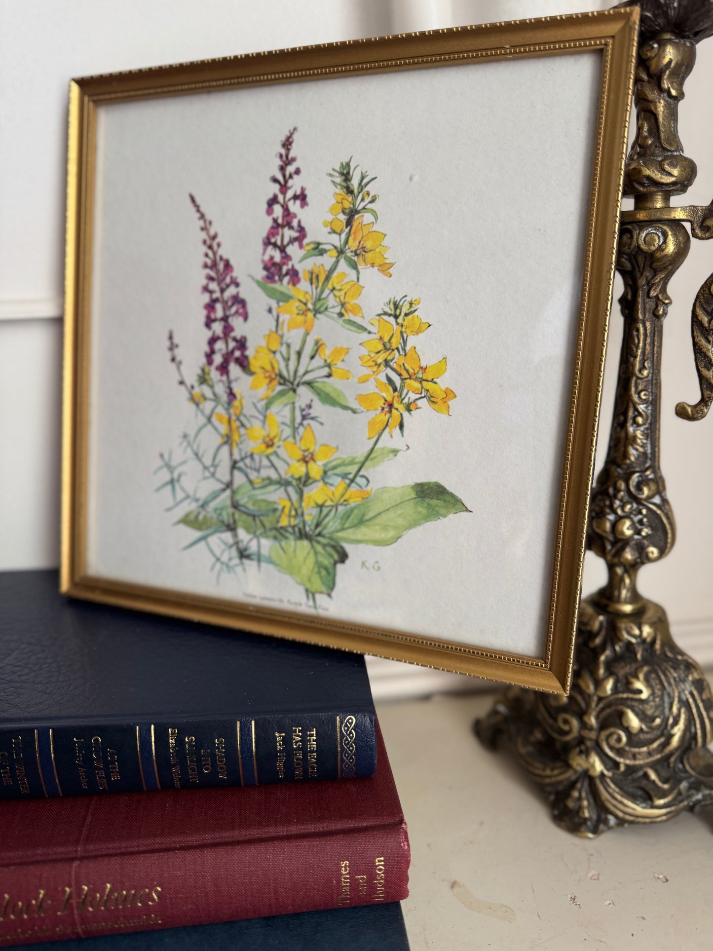 Vintage Flower Print in a Slim Gold Frame