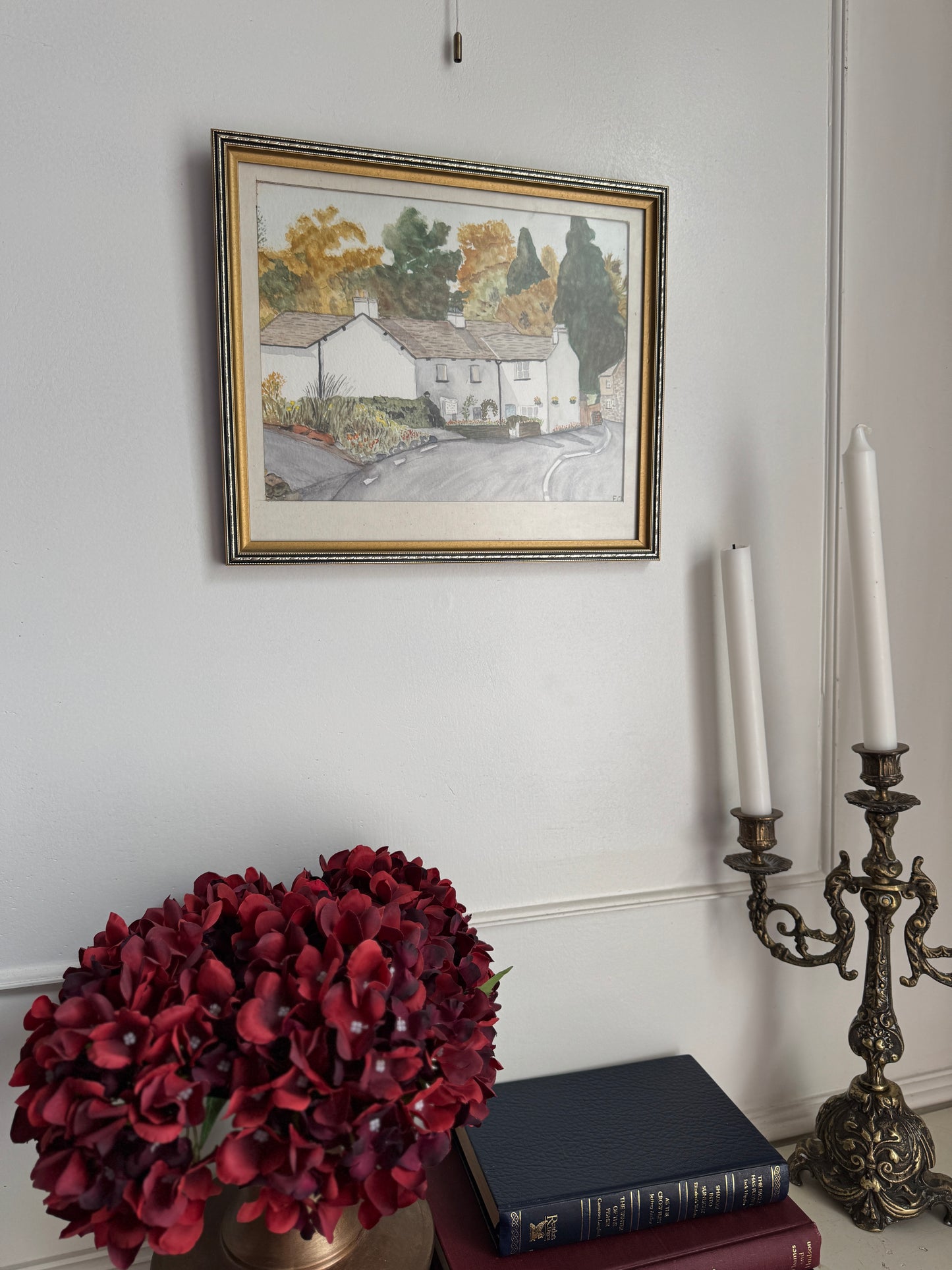 Vintage Signed Watercolour Artwork in Slim Wooden Frame