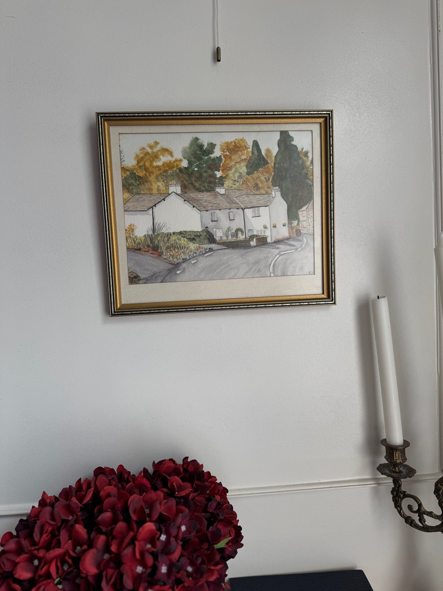 Vintage Signed Watercolour Artwork in Slim Wooden Frame