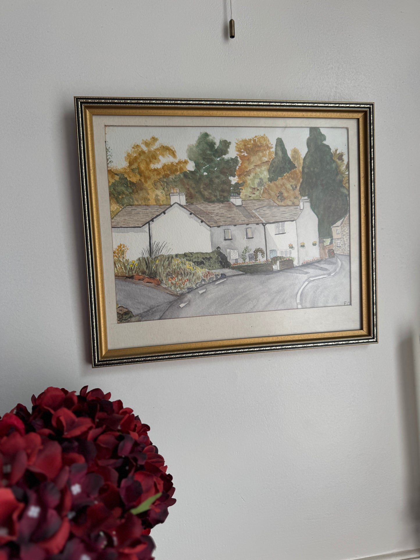 Vintage Signed Watercolour Artwork in Slim Wooden Frame