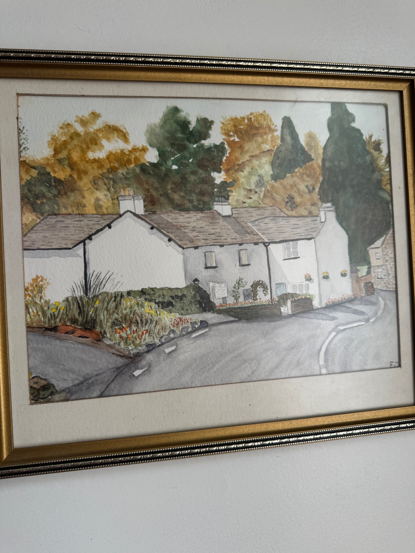 Vintage Signed Watercolour Artwork in Slim Wooden Frame
