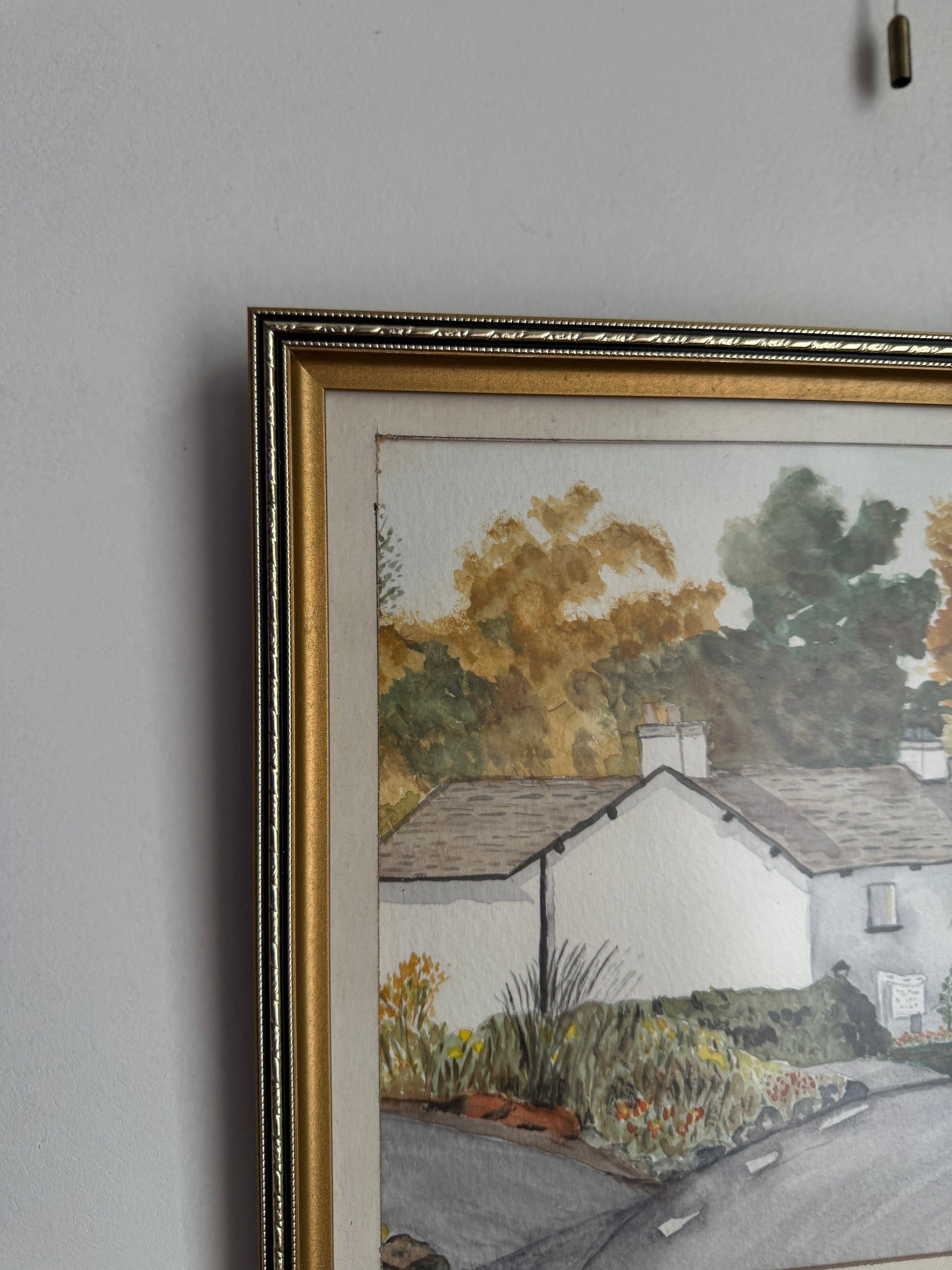 Vintage Signed Watercolour Artwork in Slim Wooden Frame