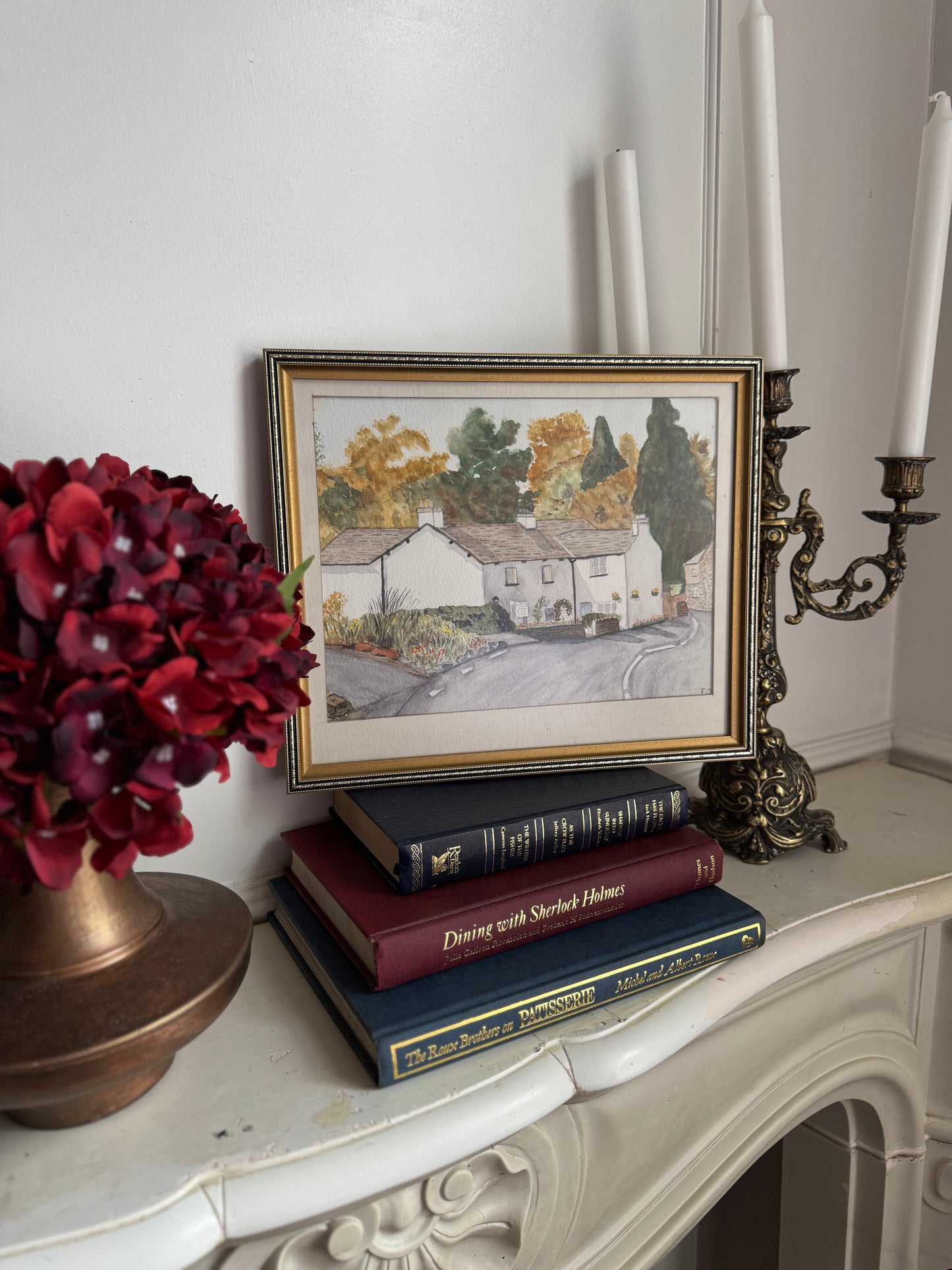 Vintage Signed Watercolour Artwork in Slim Wooden Frame