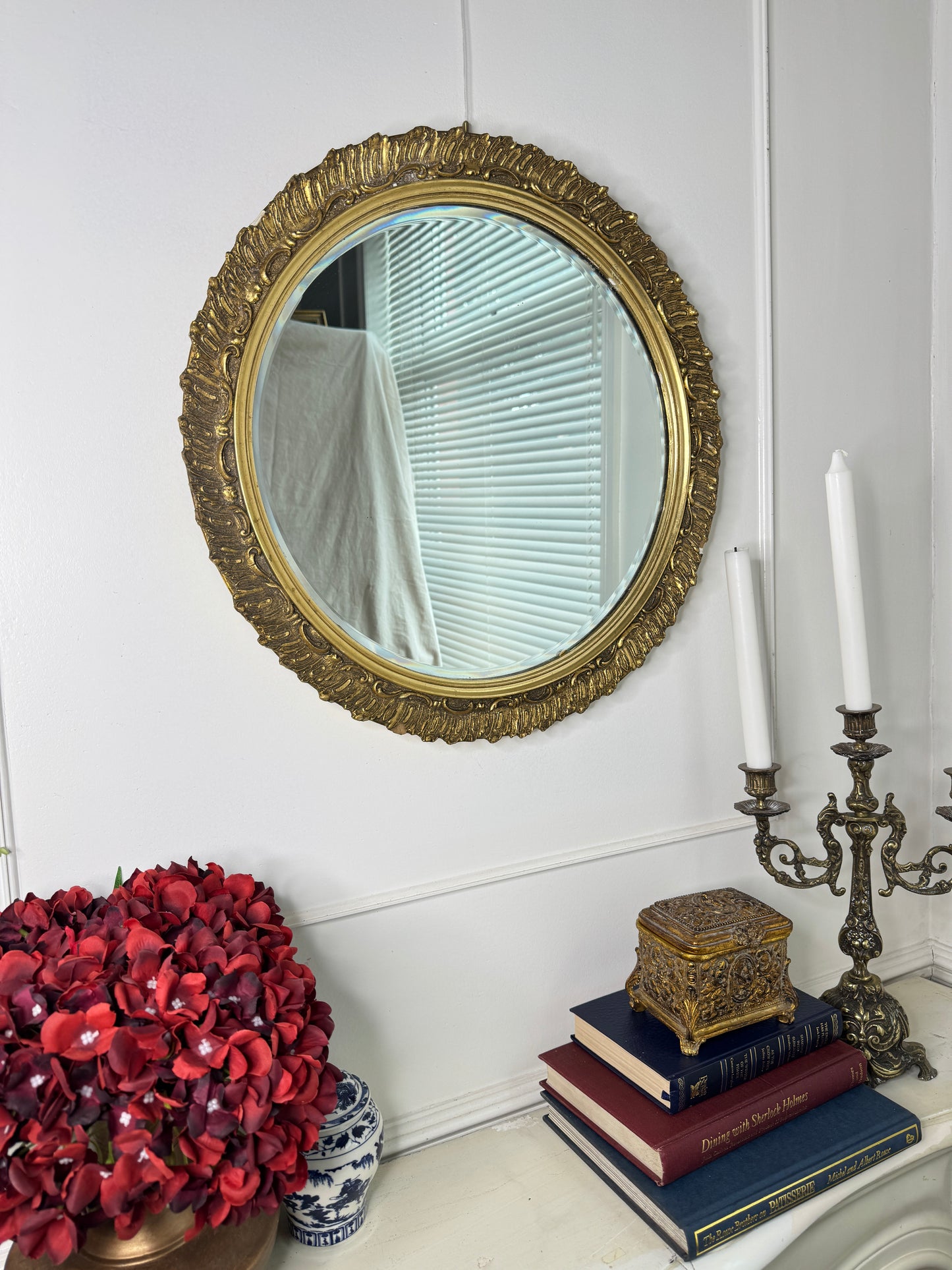The Glided Halo Vintage Gold Bevelled Wall Mirror