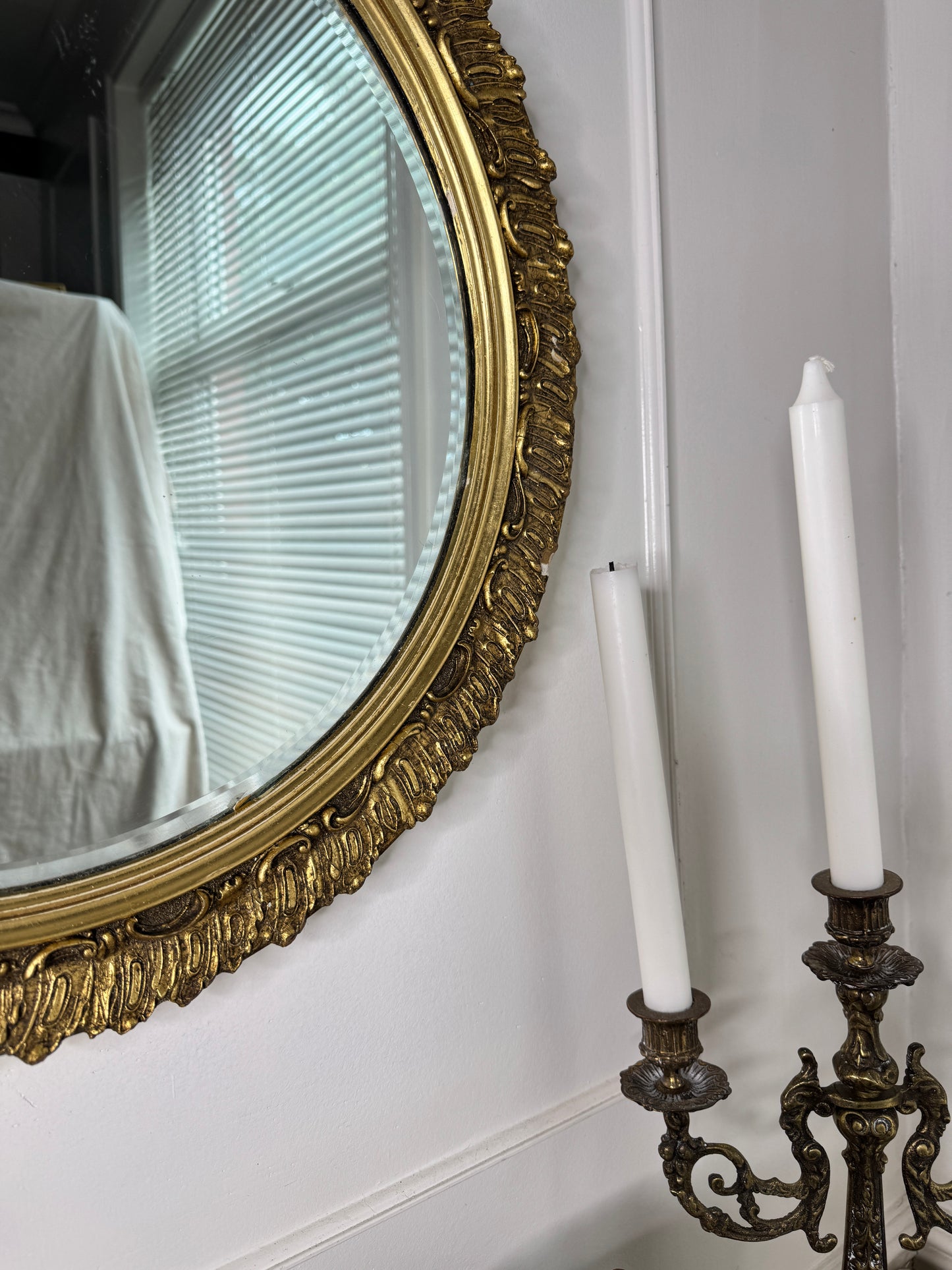 The Glided Halo Vintage Gold Bevelled Wall Mirror