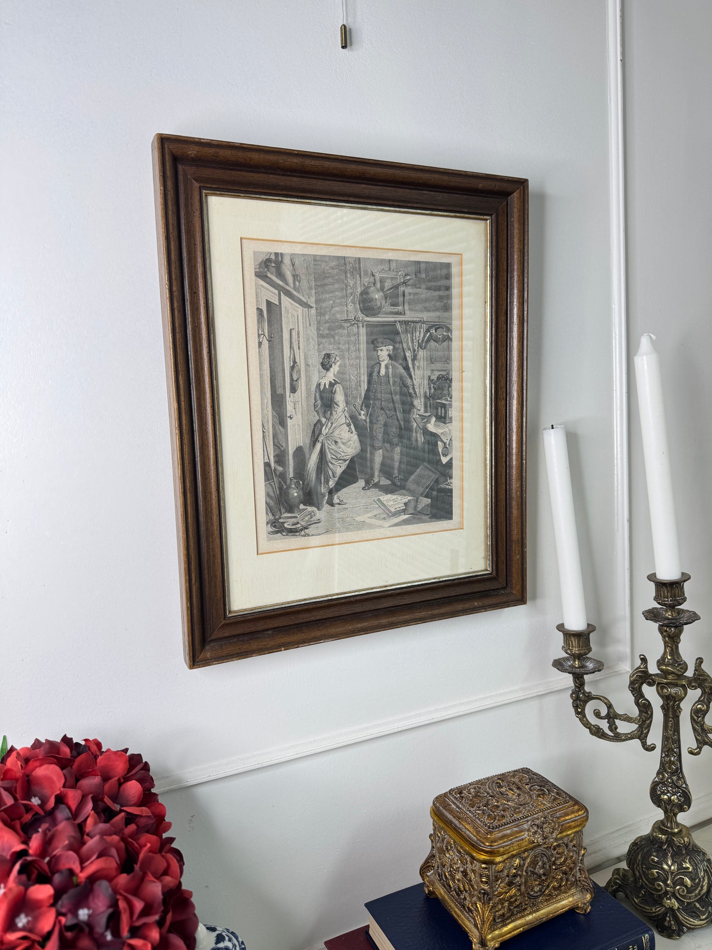 Robert Herdman Signed Engraving – "Antiquary & Lovel" in Antique Frame