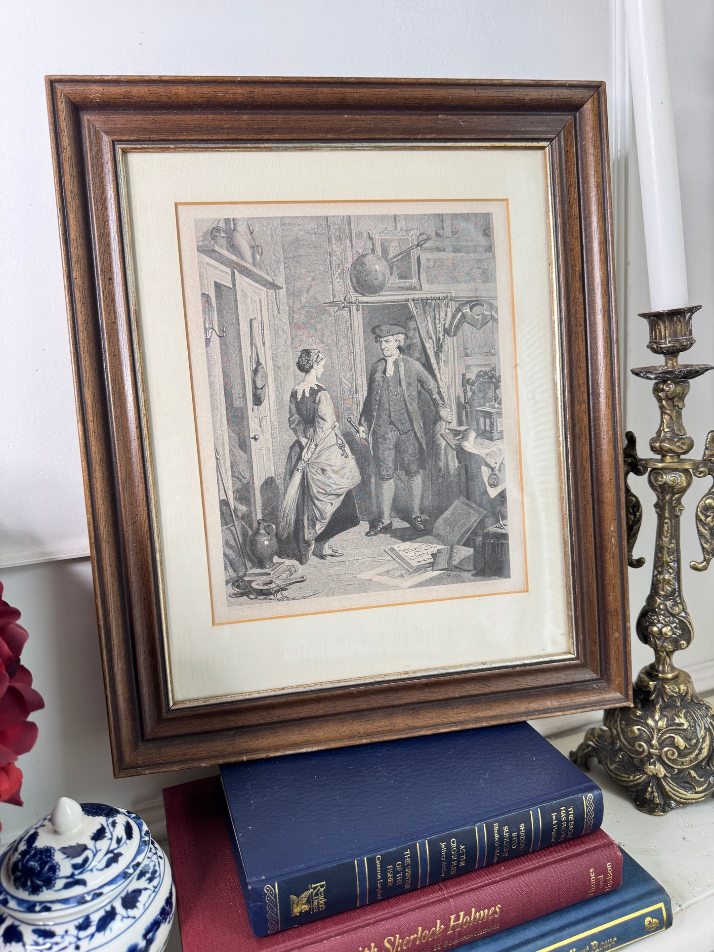 Robert Herdman Signed Engraving – "Antiquary & Lovel" in Antique Frame