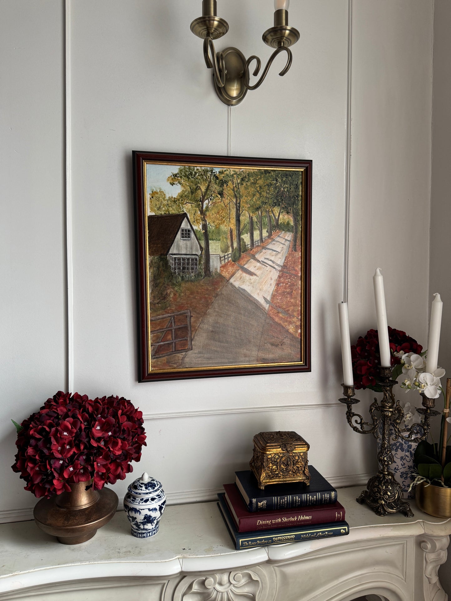 Golden Leaves of the Old Village - Original Oil Painting by N.G. Reynolds