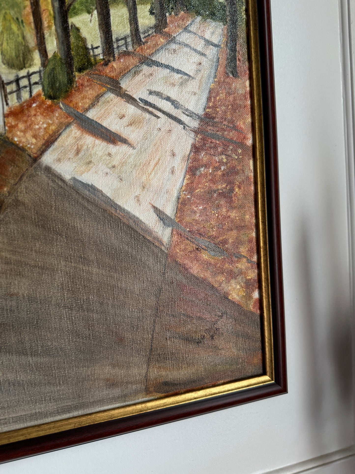 Golden Leaves of the Old Village - Original Oil Painting by N.G. Reynolds