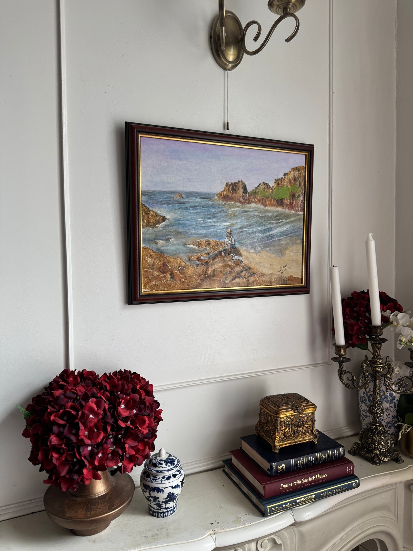 Waves Beneath the Cliffs- Original Oil Painting by N.G. Reynolds