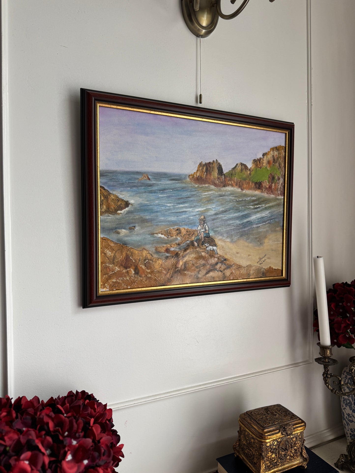 Waves Beneath the Cliffs- Original Oil Painting by N.G. Reynolds