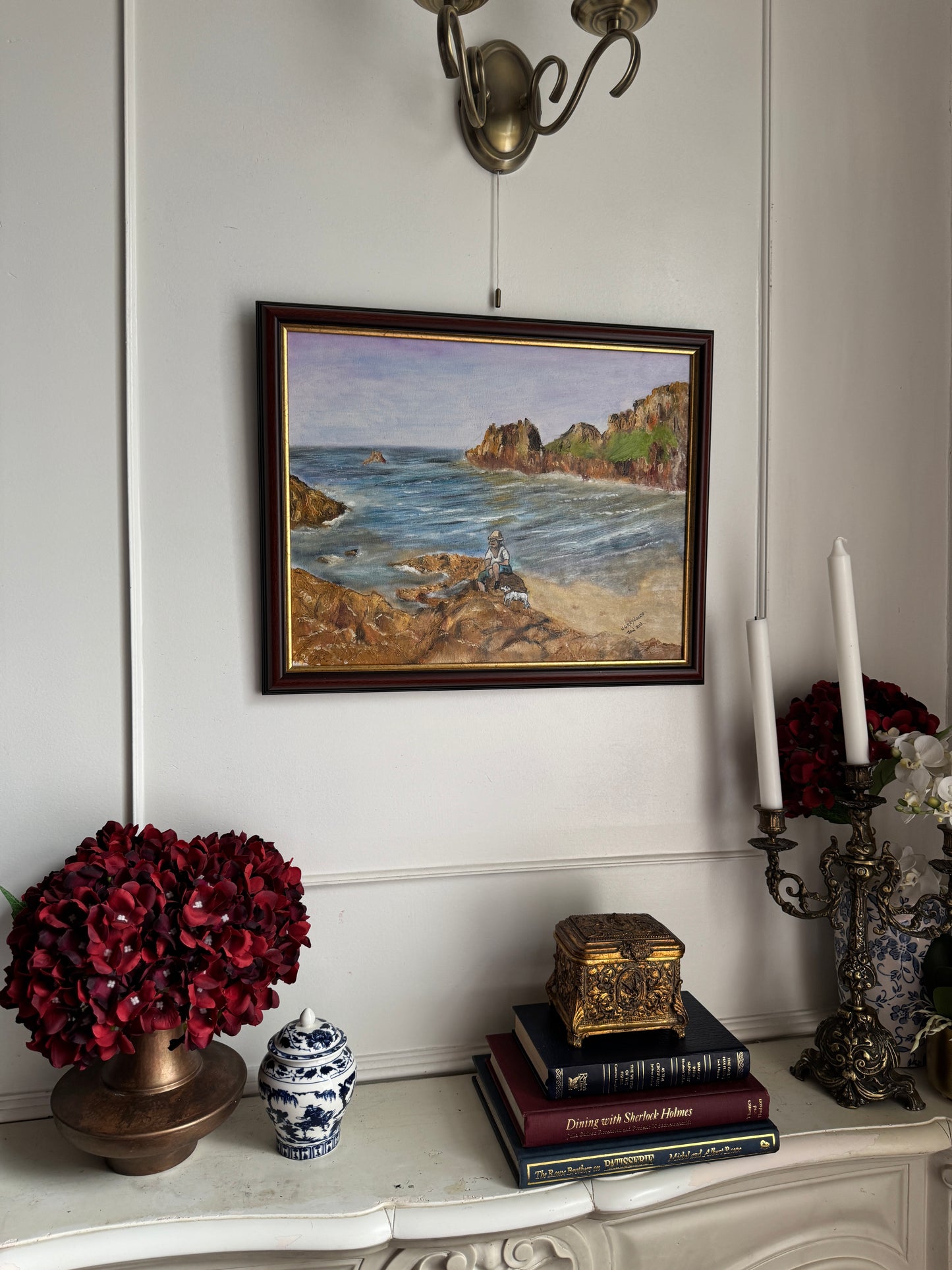 Waves Beneath the Cliffs- Original Oil Painting by N.G. Reynolds
