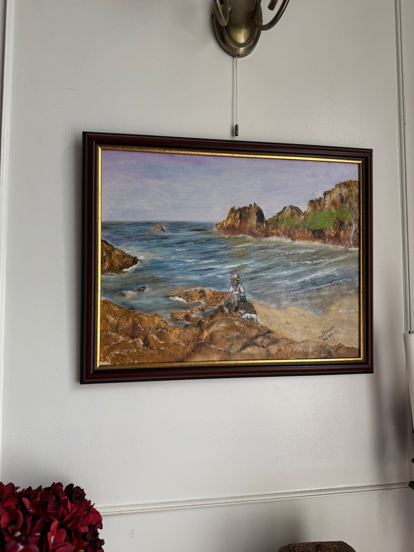 Waves Beneath the Cliffs- Original Oil Painting by N.G. Reynolds