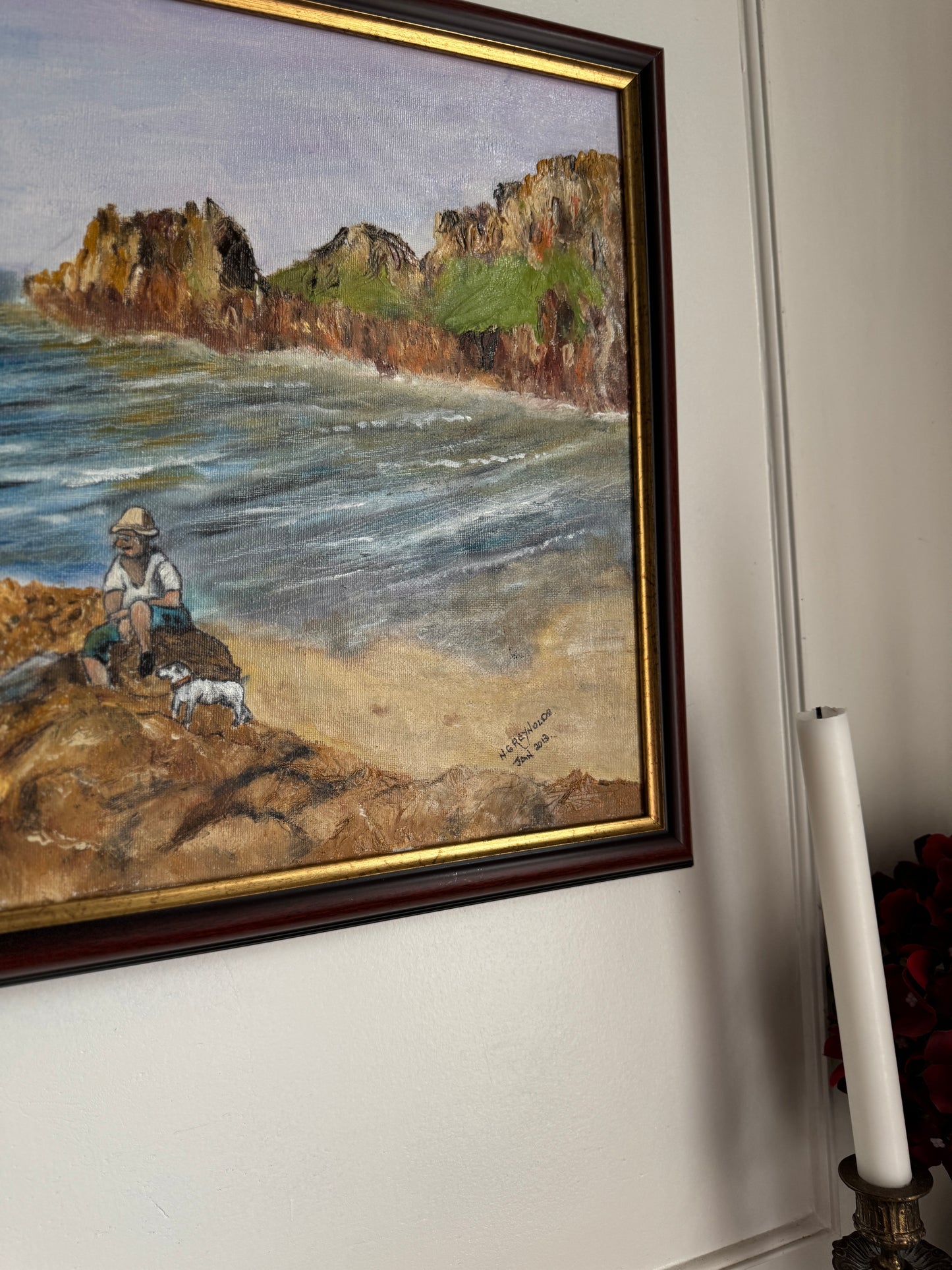 Waves Beneath the Cliffs- Original Oil Painting by N.G. Reynolds
