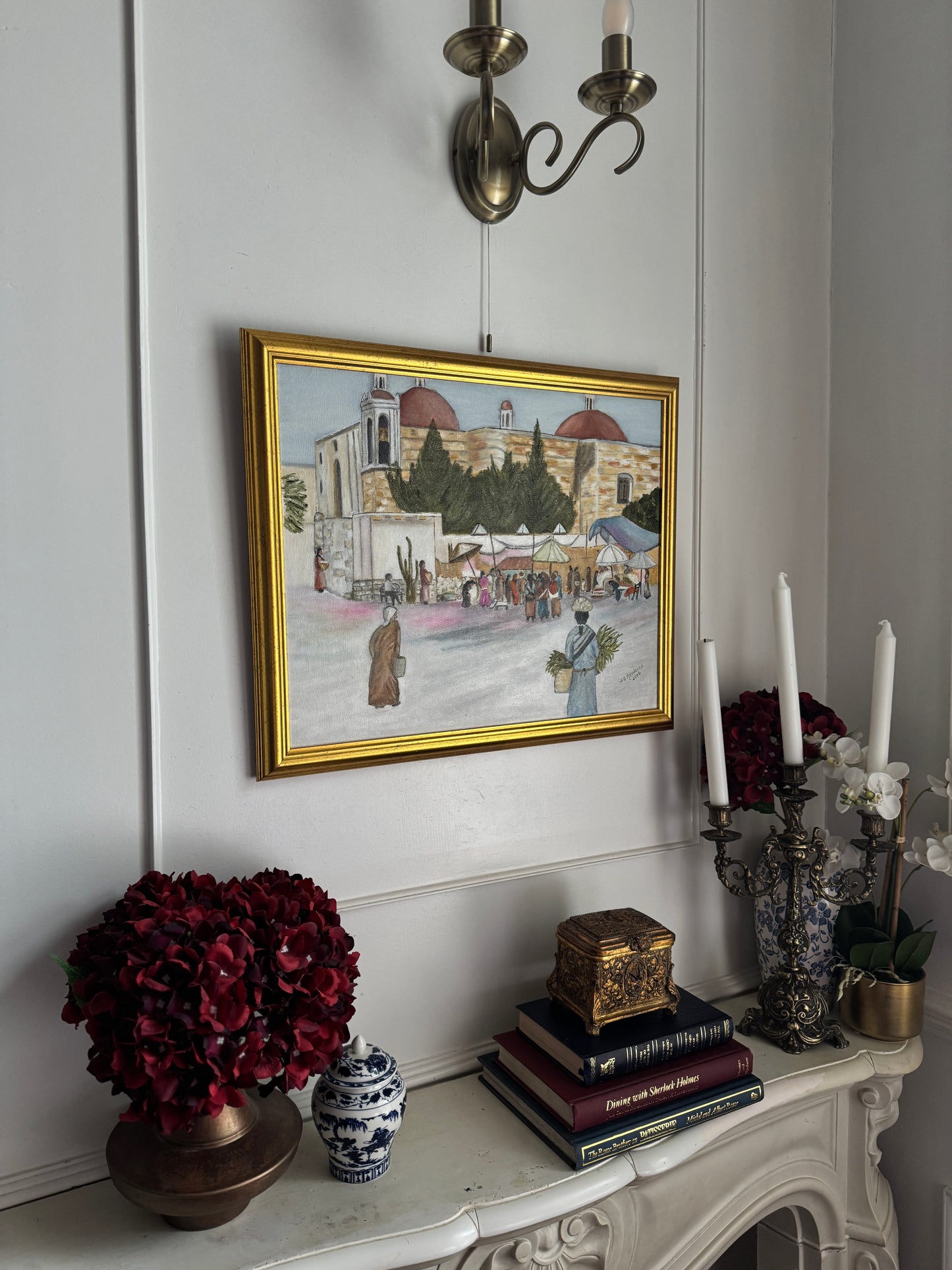 Vibrant Moroccan Bazaar - Original Oil Painting by N.G. Reynolds