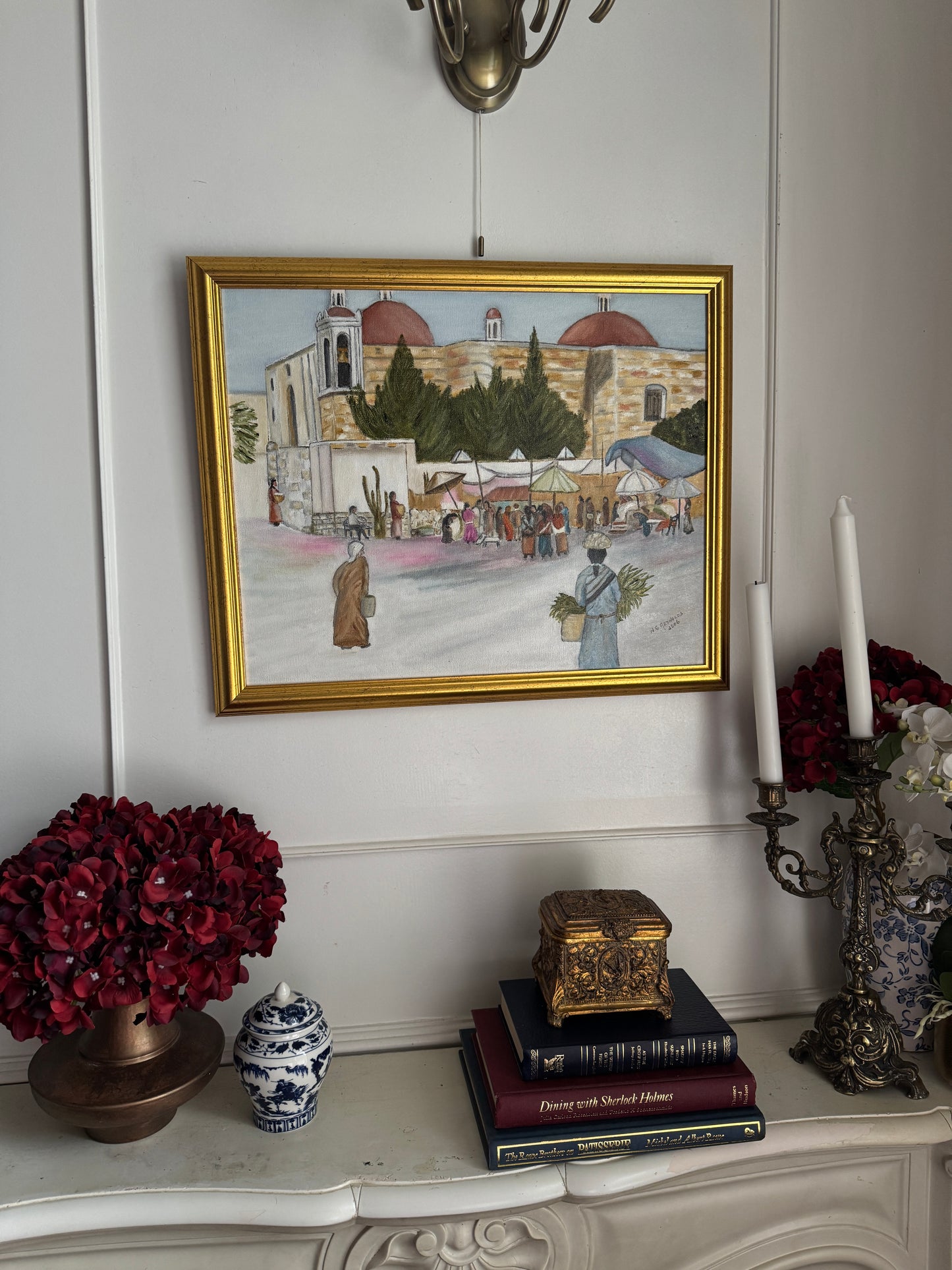 Vibrant Moroccan Bazaar - Original Oil Painting by N.G. Reynolds