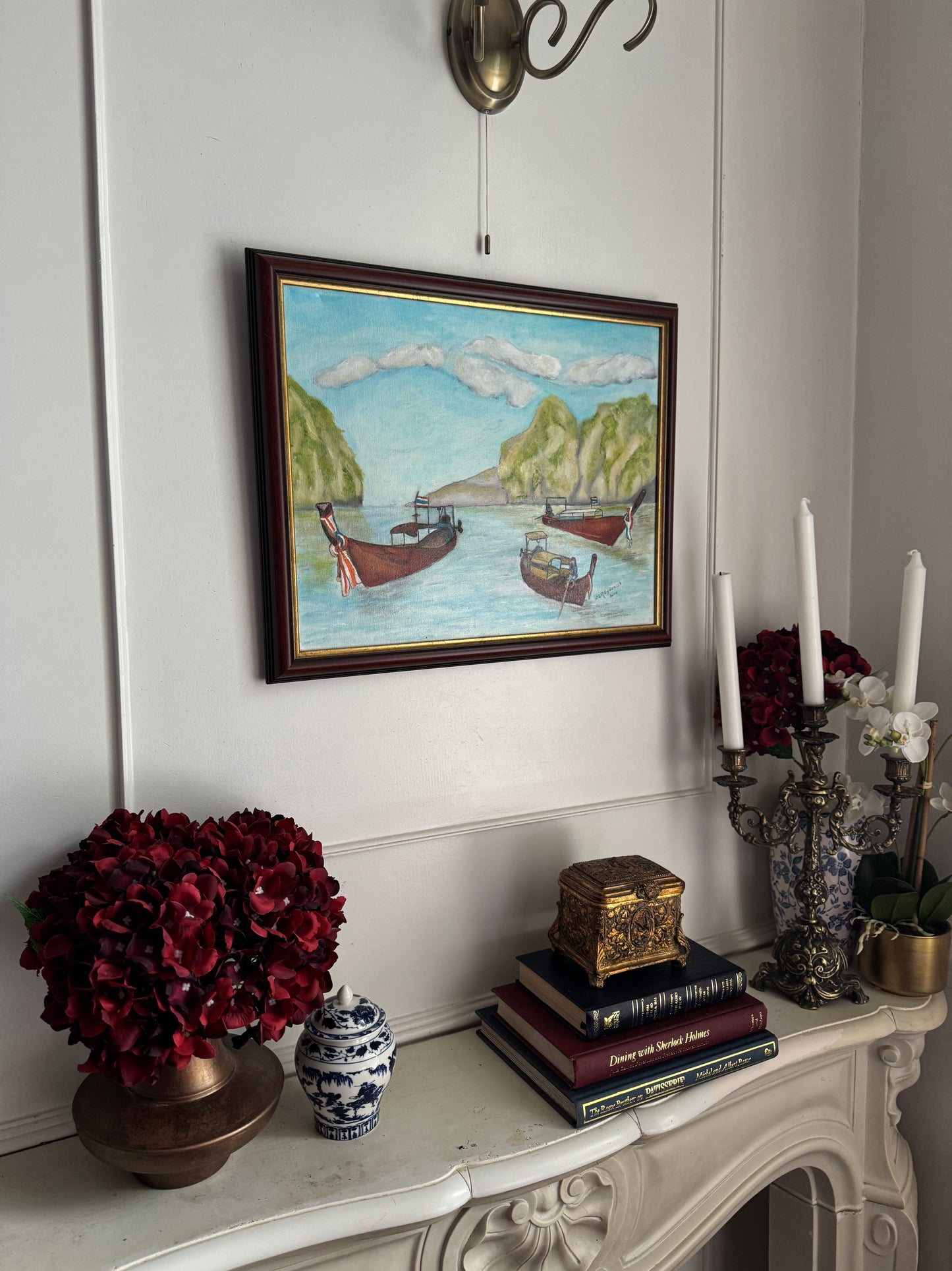 Sailboats of Phuket Bay - Original Oil Painting by N.G. Reynolds