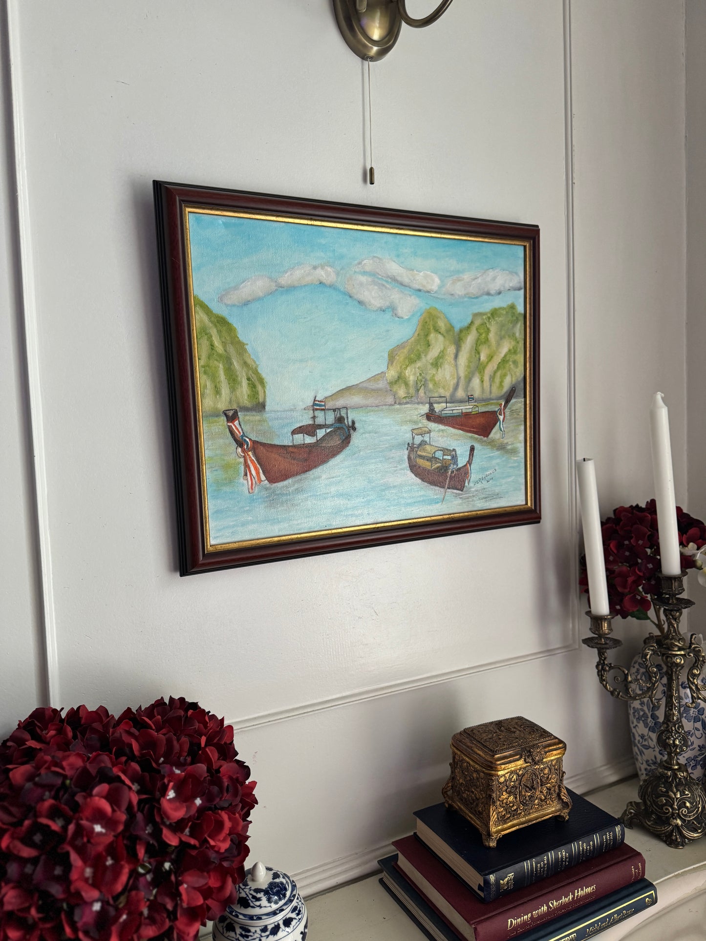 Sailboats of Phuket Bay - Original Oil Painting by N.G. Reynolds