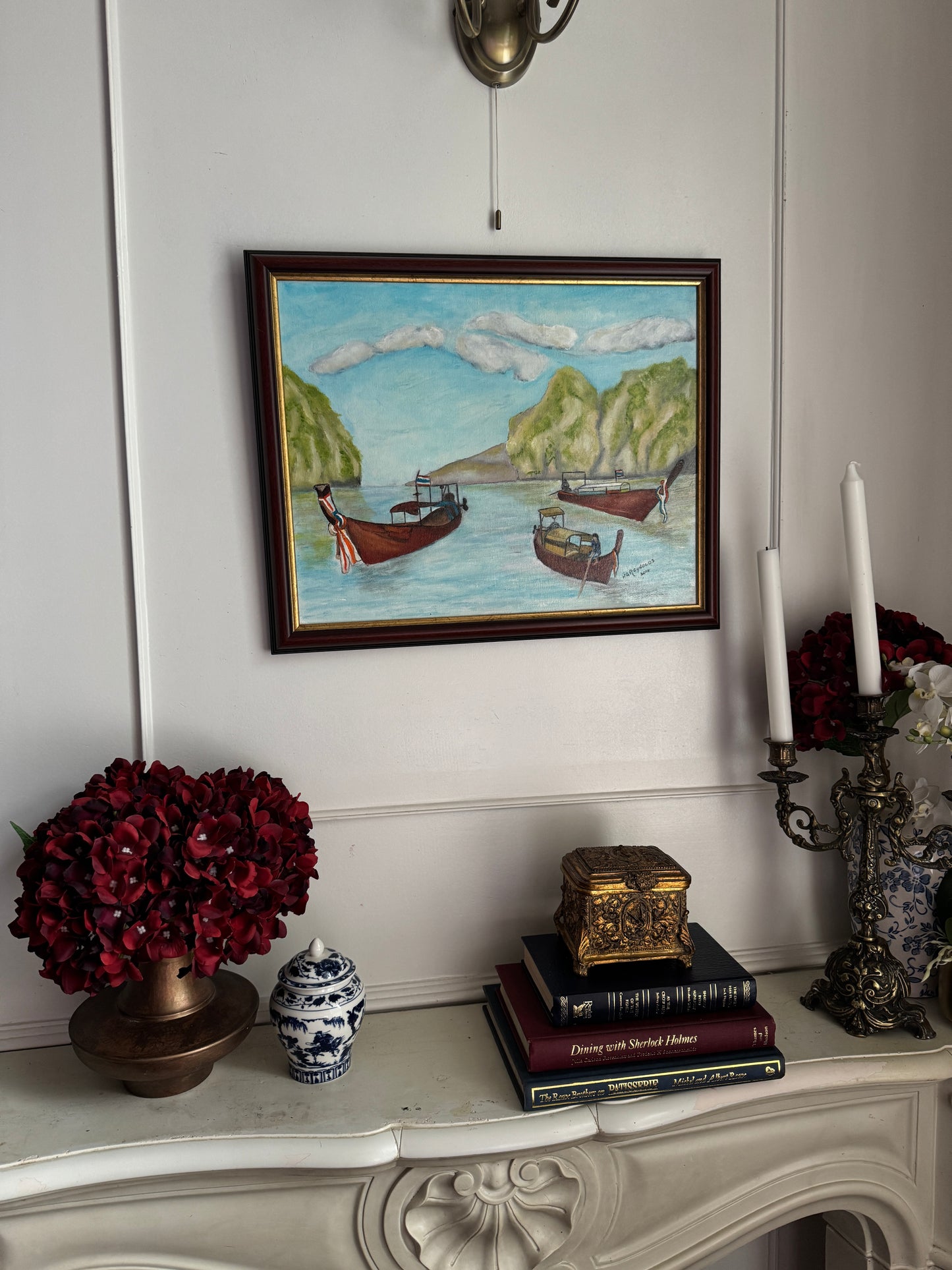 Sailboats of Phuket Bay - Original Oil Painting by N.G. Reynolds