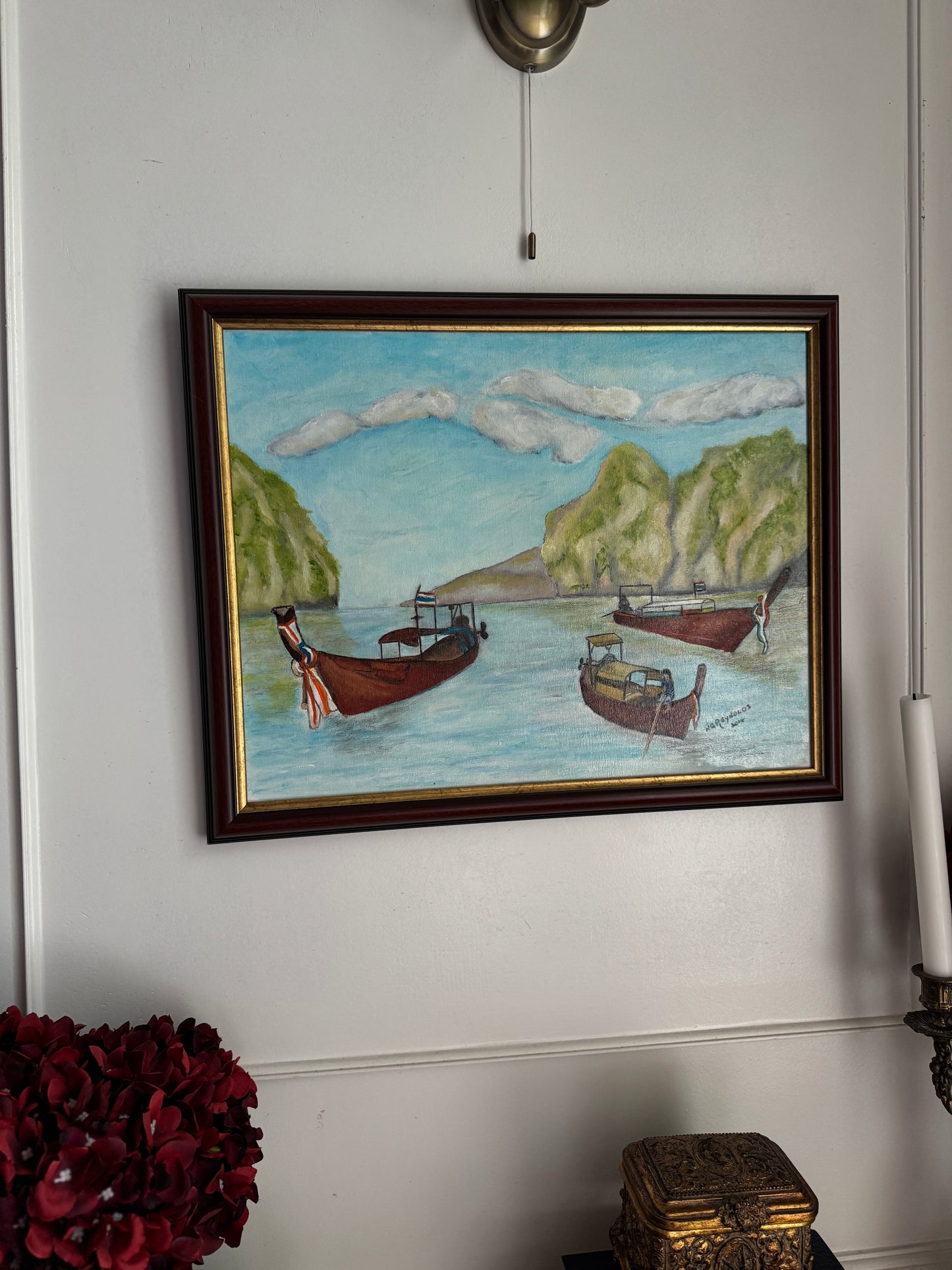 Sailboats of Phuket Bay - Original Oil Painting by N.G. Reynolds