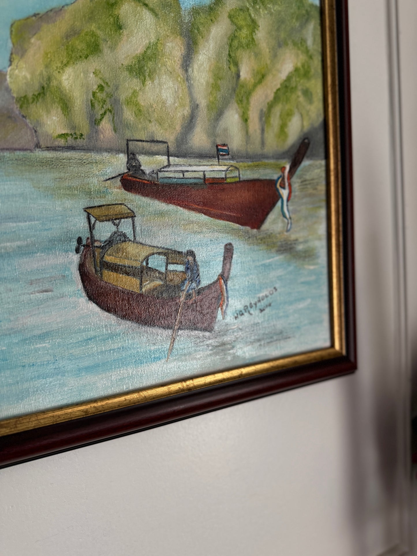 Sailboats of Phuket Bay - Original Oil Painting by N.G. Reynolds