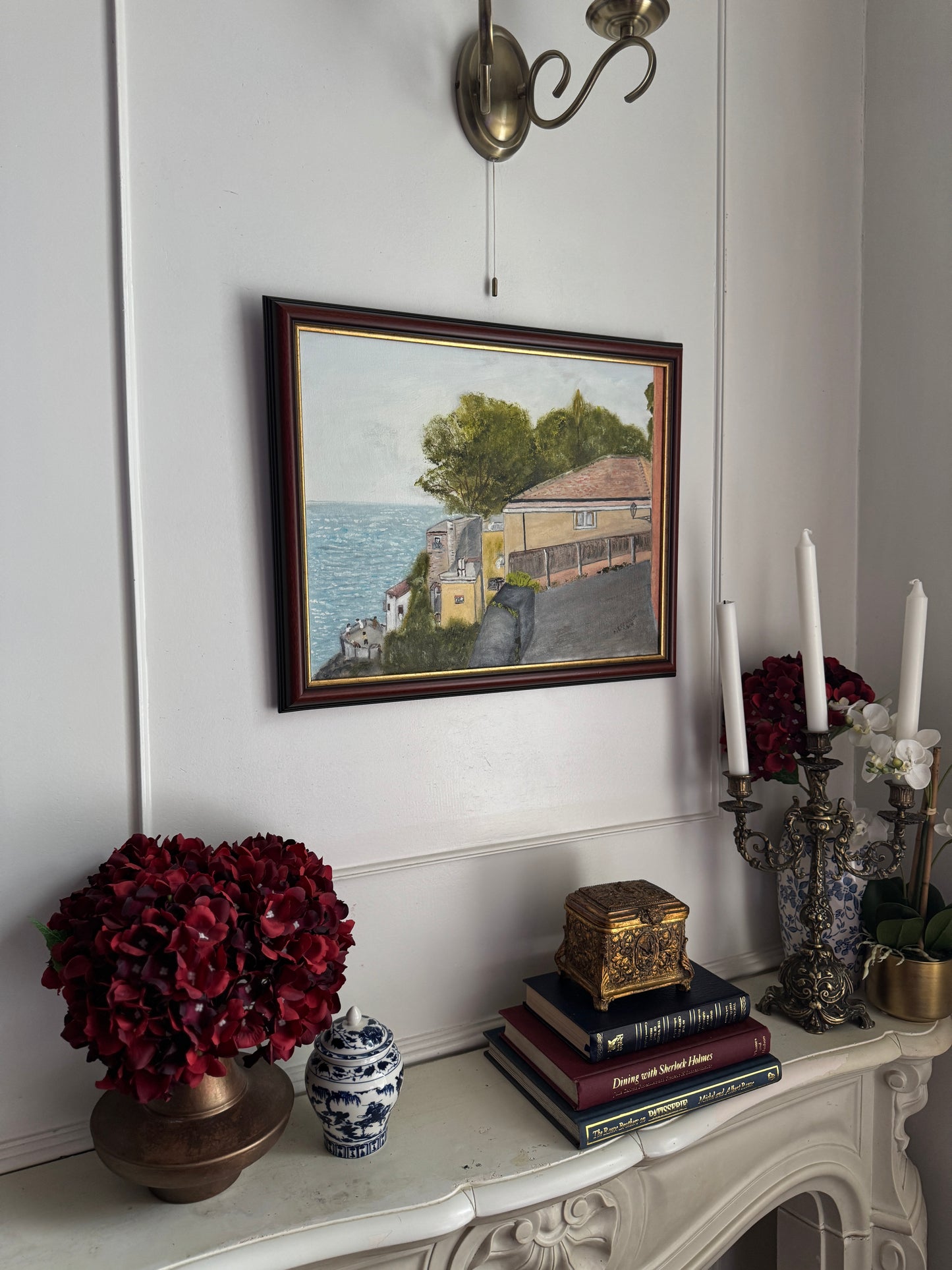 Balcony Over Blue - Original Oil Painting by N.G. Reynolds