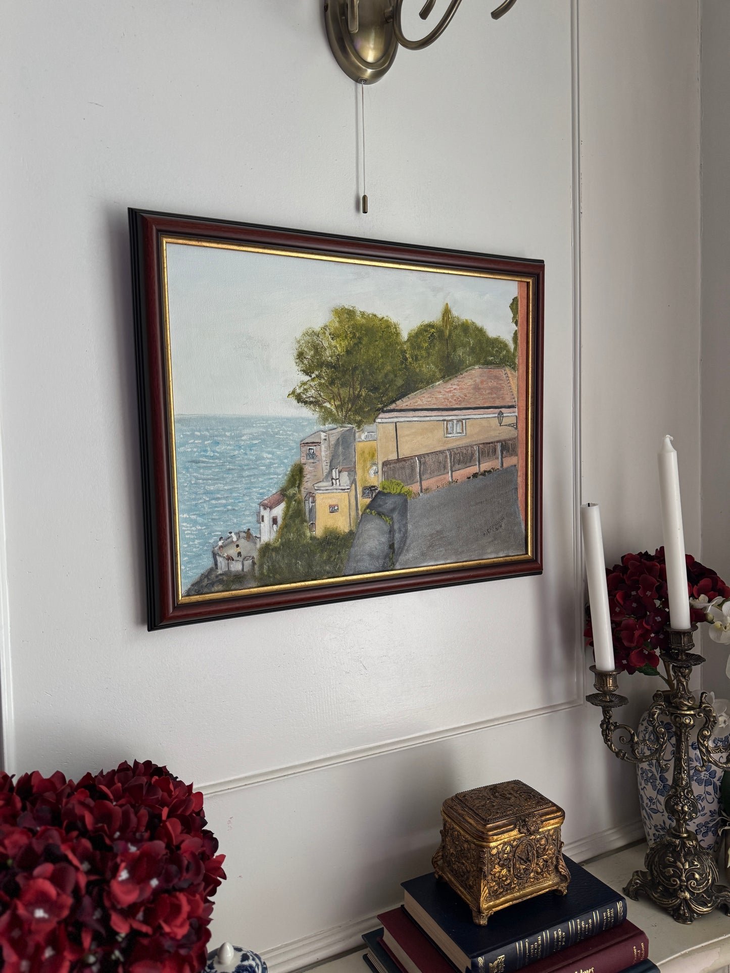 Balcony Over Blue - Original Oil Painting by N.G. Reynolds