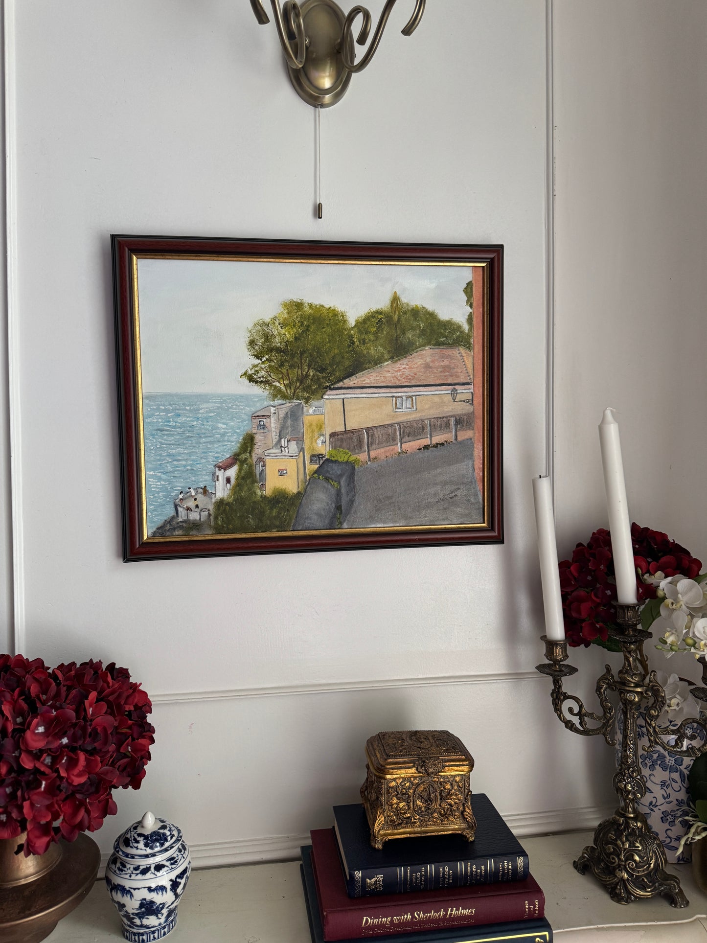 Balcony Over Blue - Original Oil Painting by N.G. Reynolds