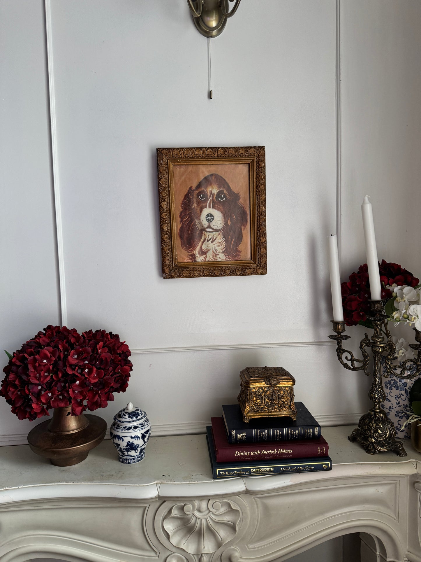 Vintage Signed Loyal Eyes, Vintage Soul Dog Painting in Gilt Frame