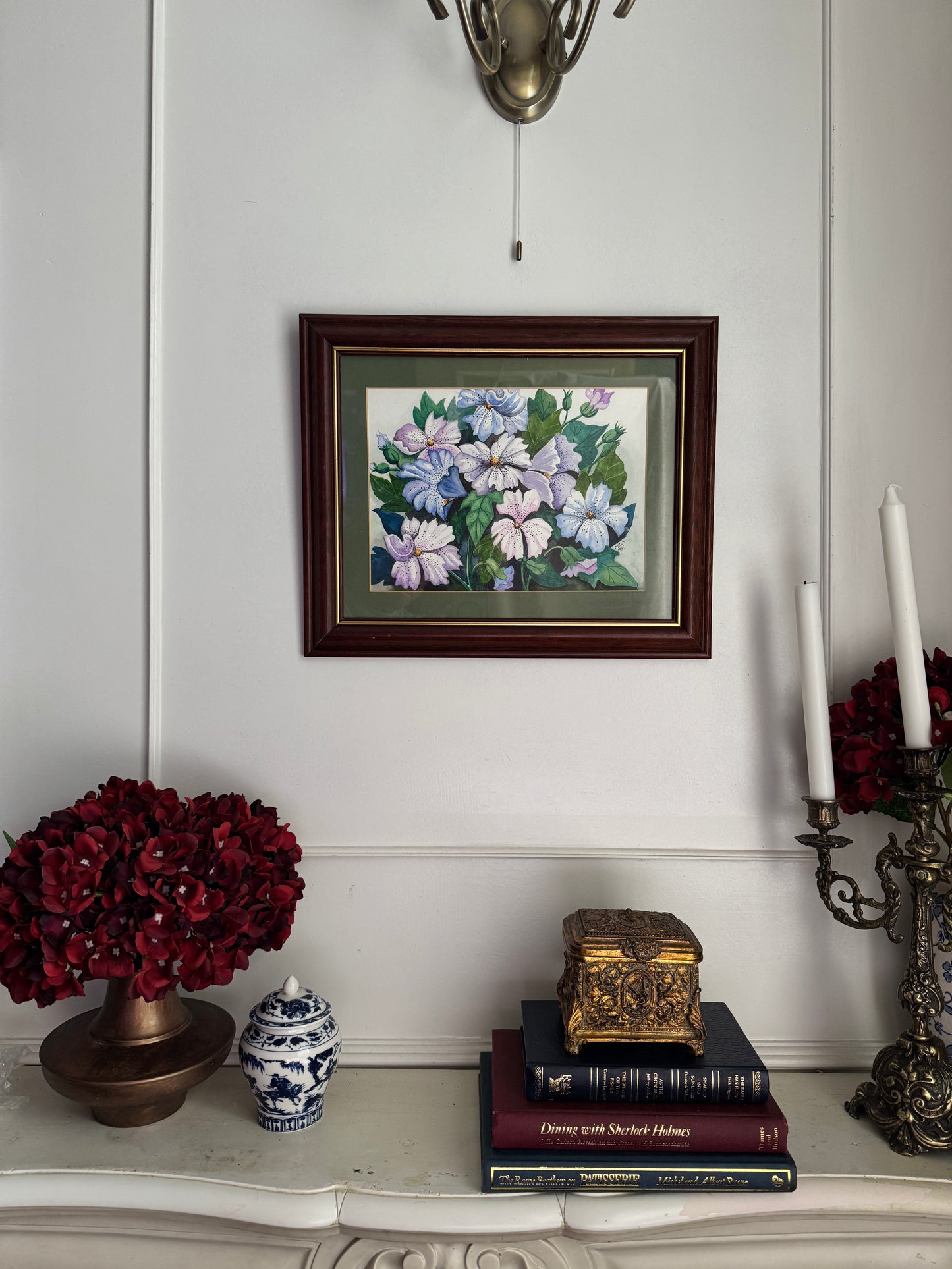 Signed Vintage Watercolour Verdant Petals Painting