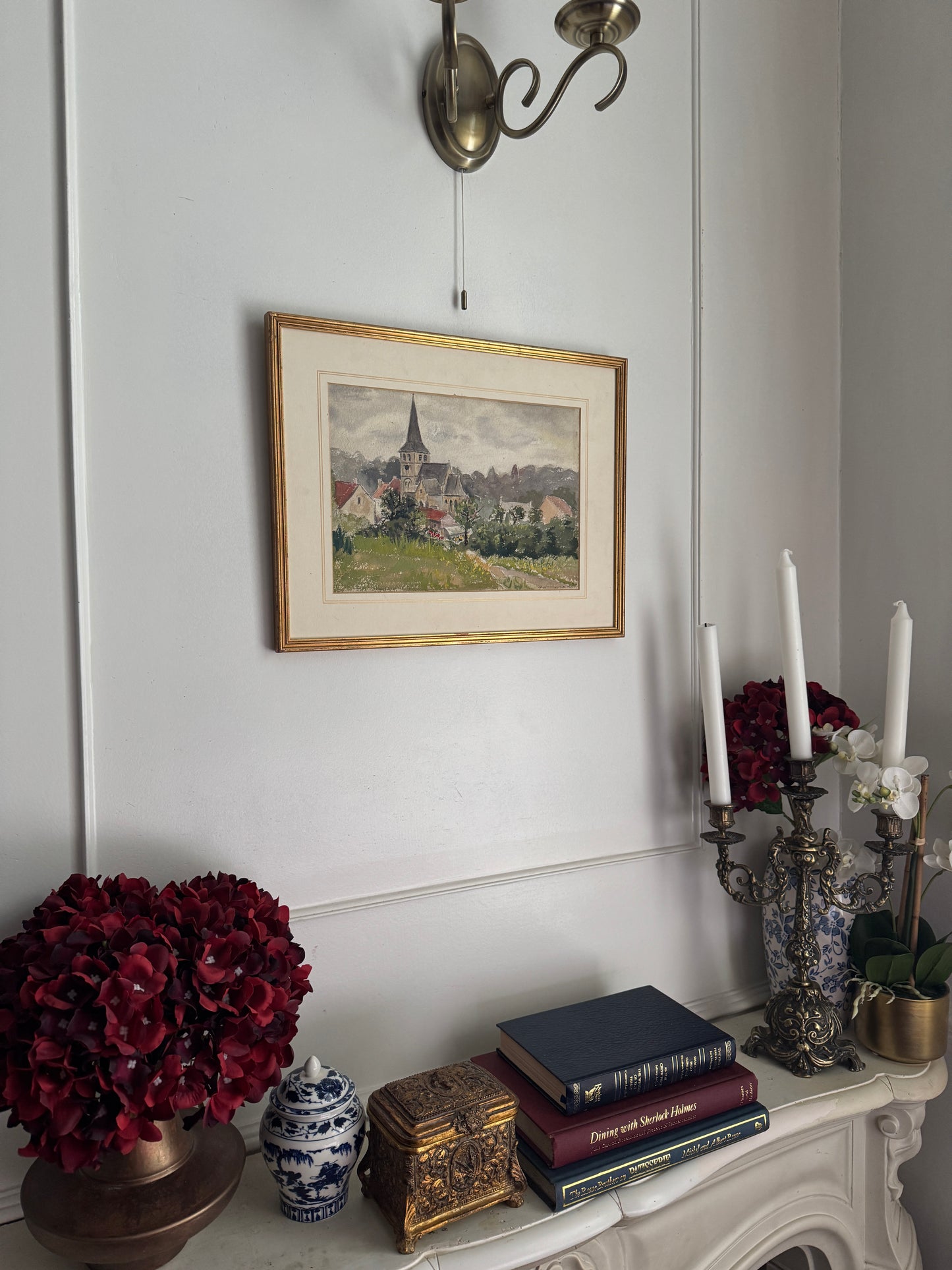 Tranquil Parish – Signed Vintage Village Church Watercolour