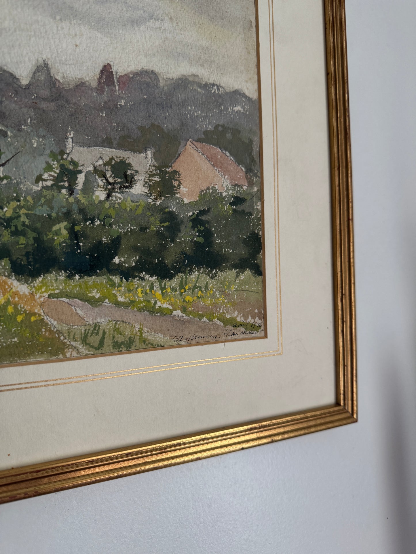 Tranquil Parish – Signed Vintage Village Church Watercolour