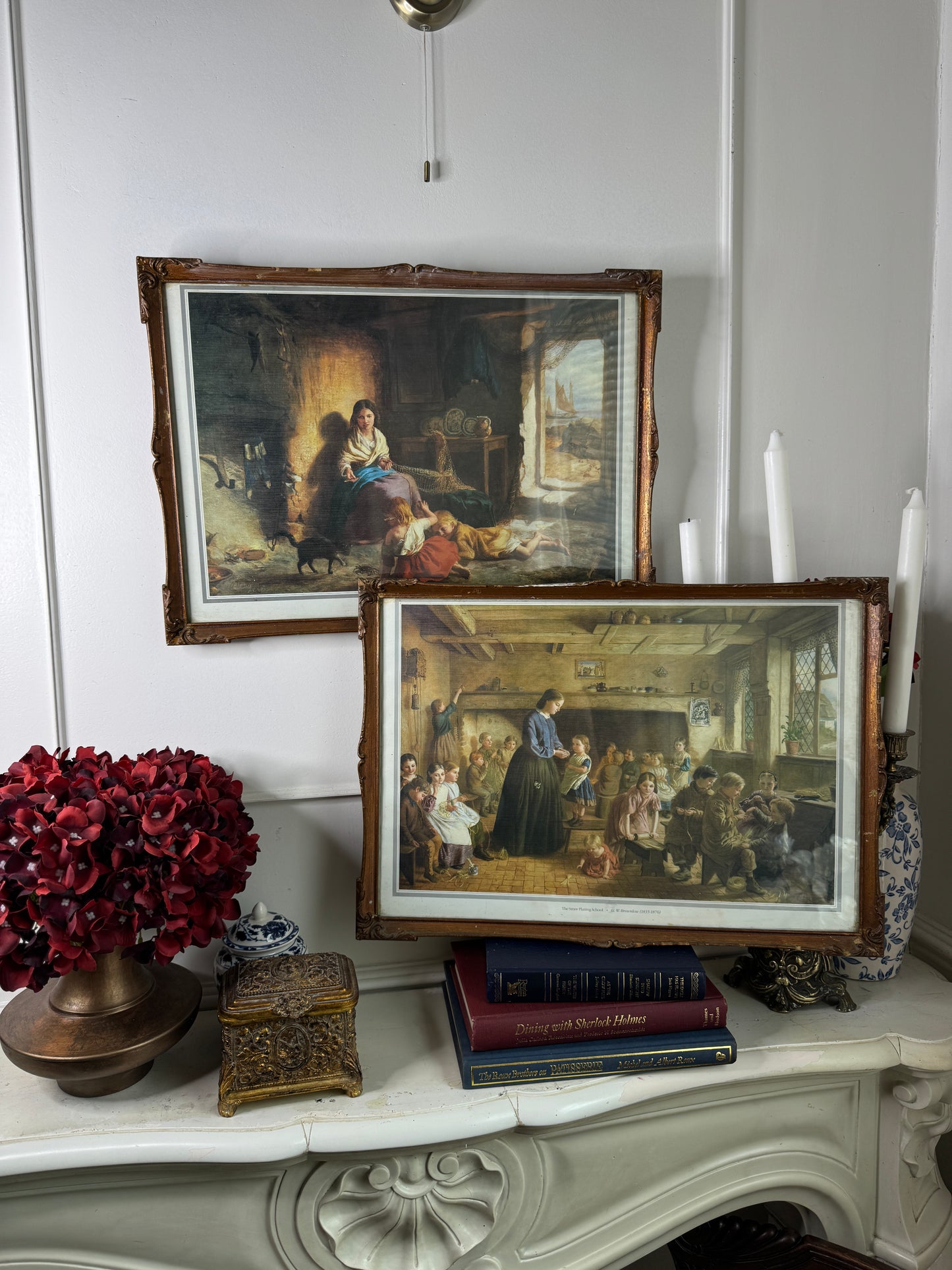 Antique George Washington Brownlow Print Pair in Original Rare Gilt Frames