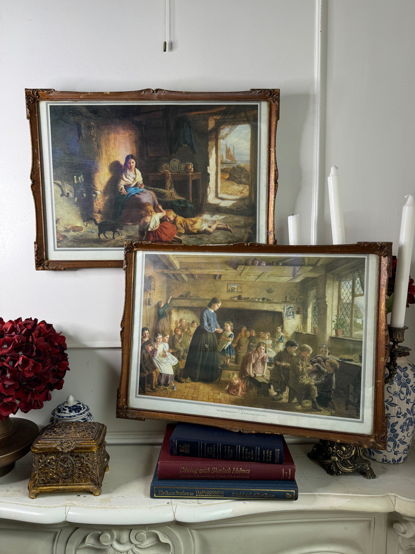 Antique George Washington Brownlow Print Pair in Original Rare Gilt Frames