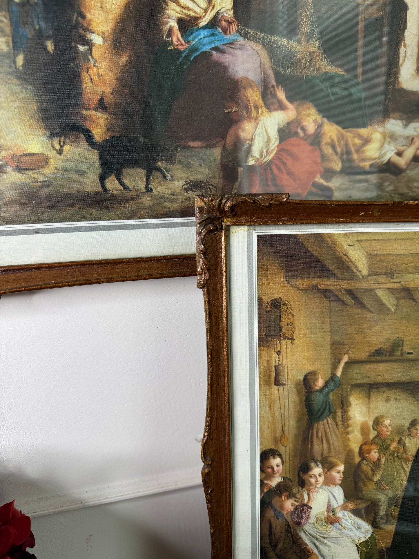Antique George Washington Brownlow Print Pair in Original Rare Gilt Frames