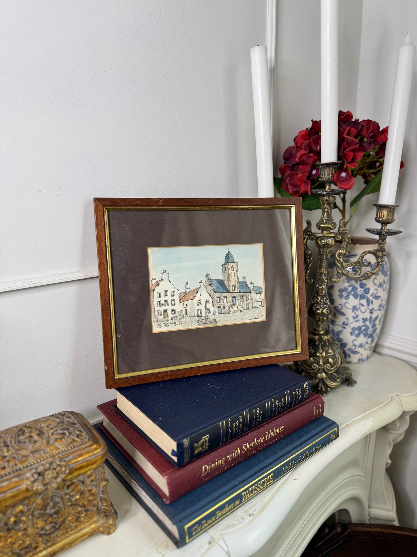 KEN LOCHHEAD FRAMED PRINT OF CULROSS,FIFE,SCOTLAND The Town House And Tron
