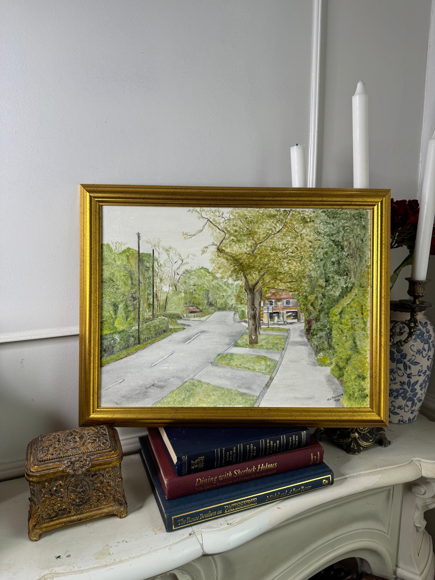 Country Lane Stroll – UK Countryside Walk– Original Oil Painting by N.G. Reynolds