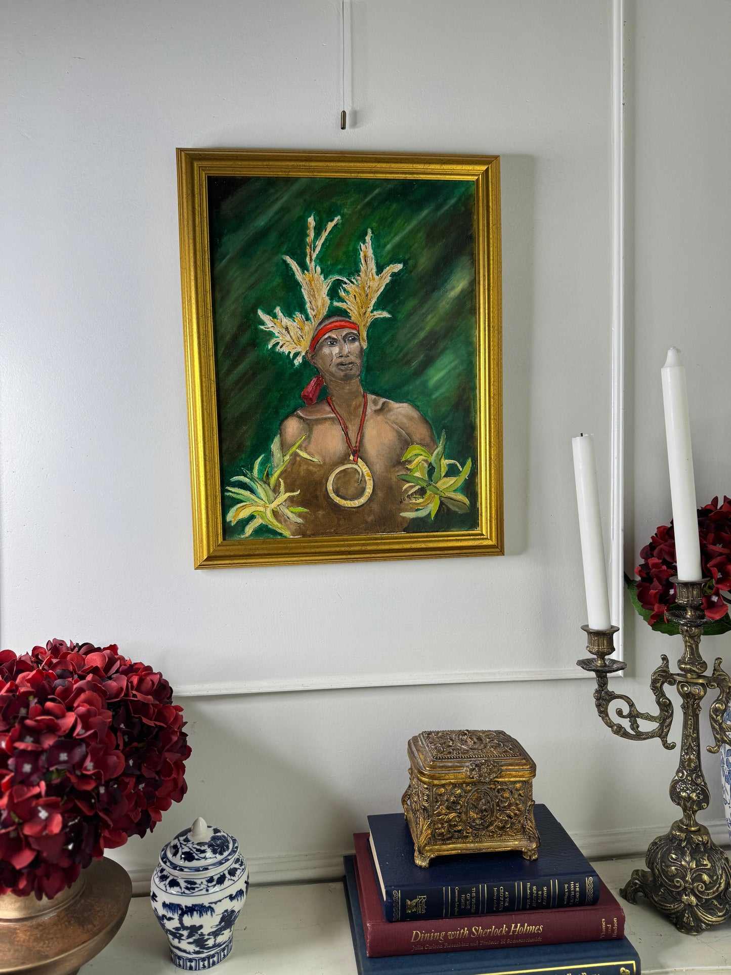 The Painted Warrior – Colourful Tribal Portrait- Original Oil Painting by N.G. Reynolds