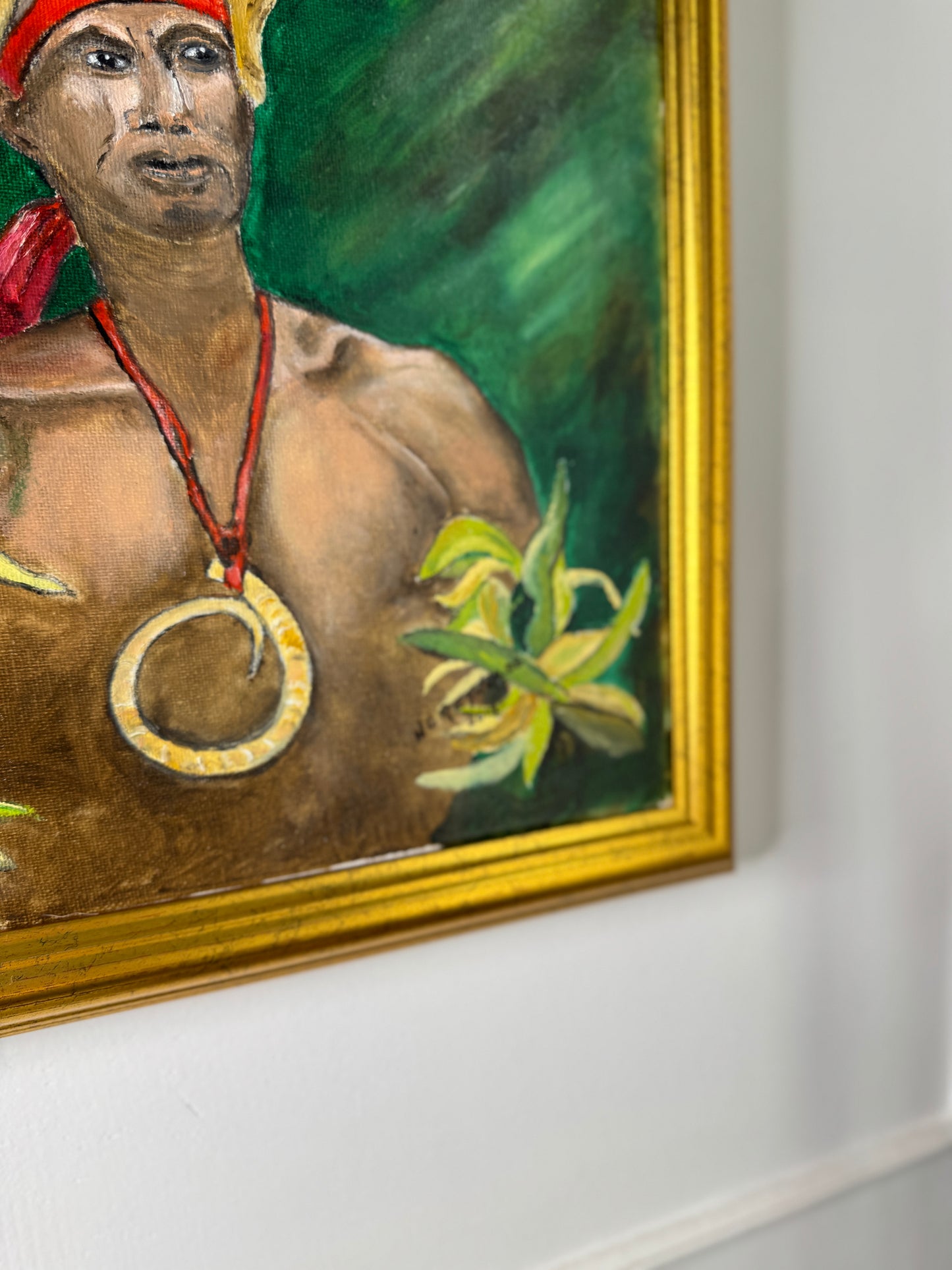 The Painted Warrior – Colourful Tribal Portrait- Original Oil Painting by N.G. Reynolds