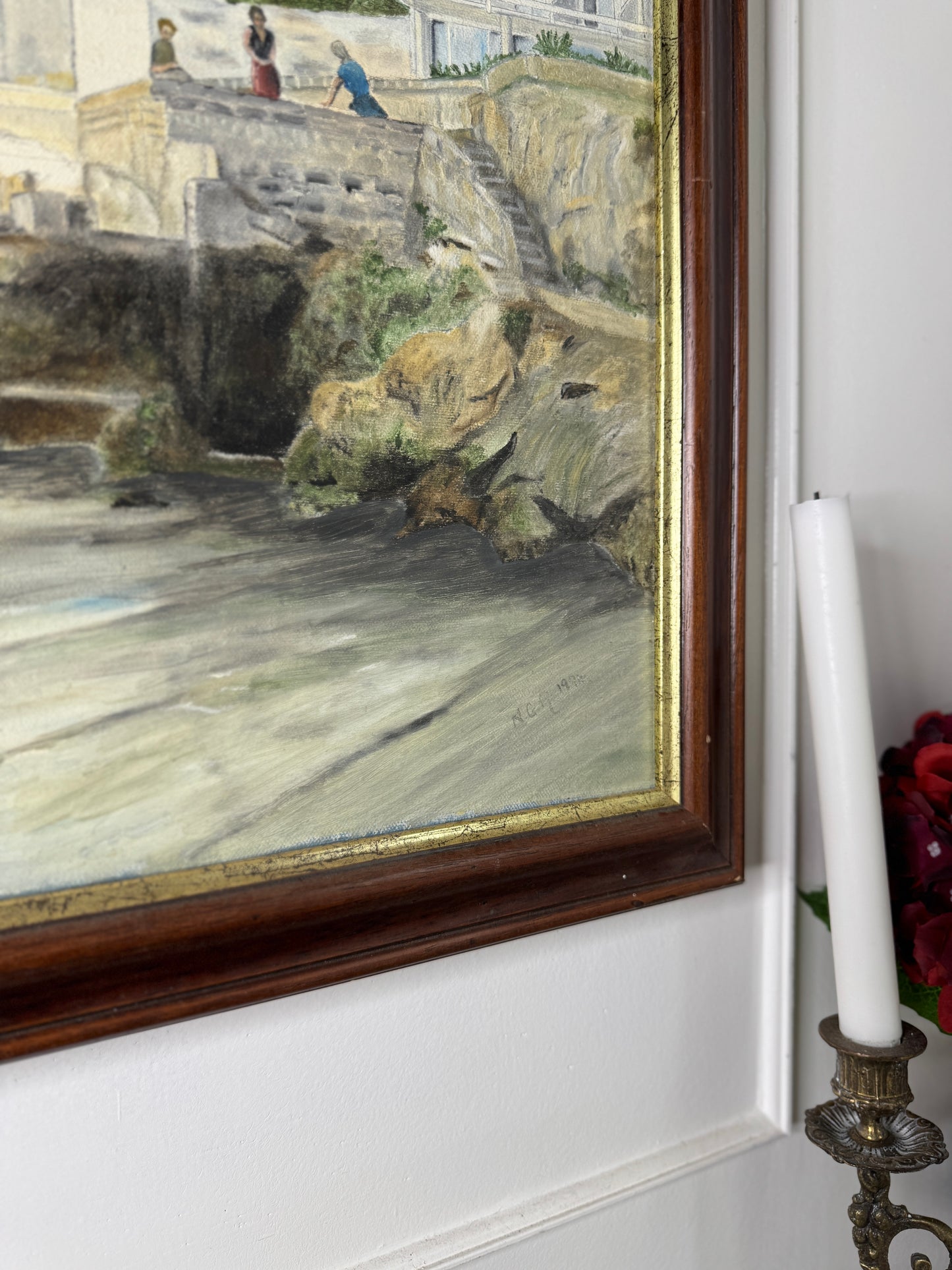 Quiet Anchorage at Tranquil Harbour - Original Oil Painting by N.G. Reynolds