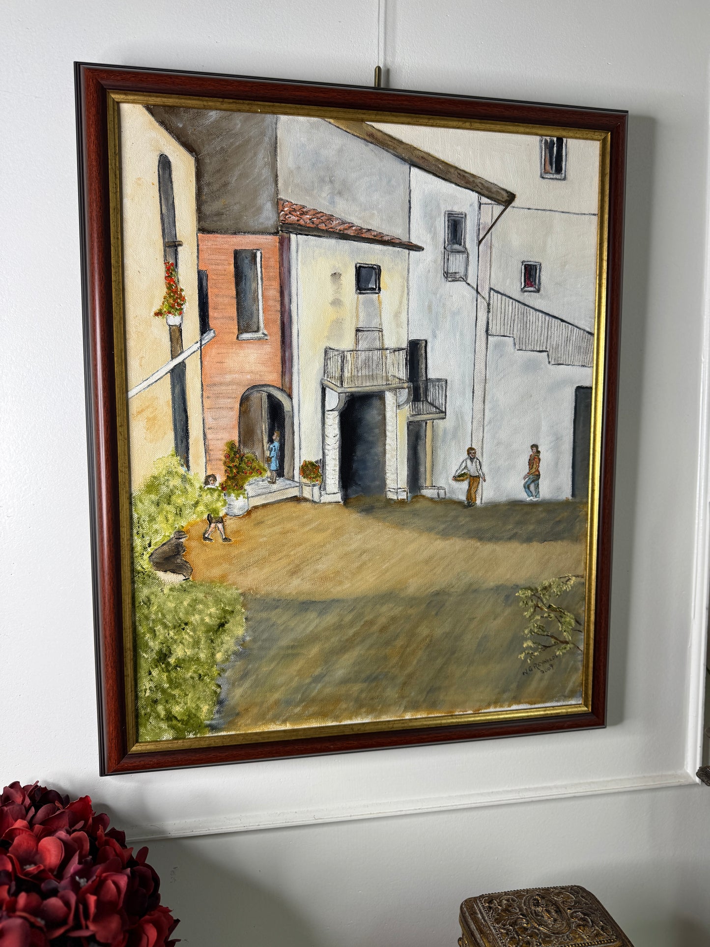 The Heart of an Italian Village - Original Oil Painting by N.G. Reynolds
