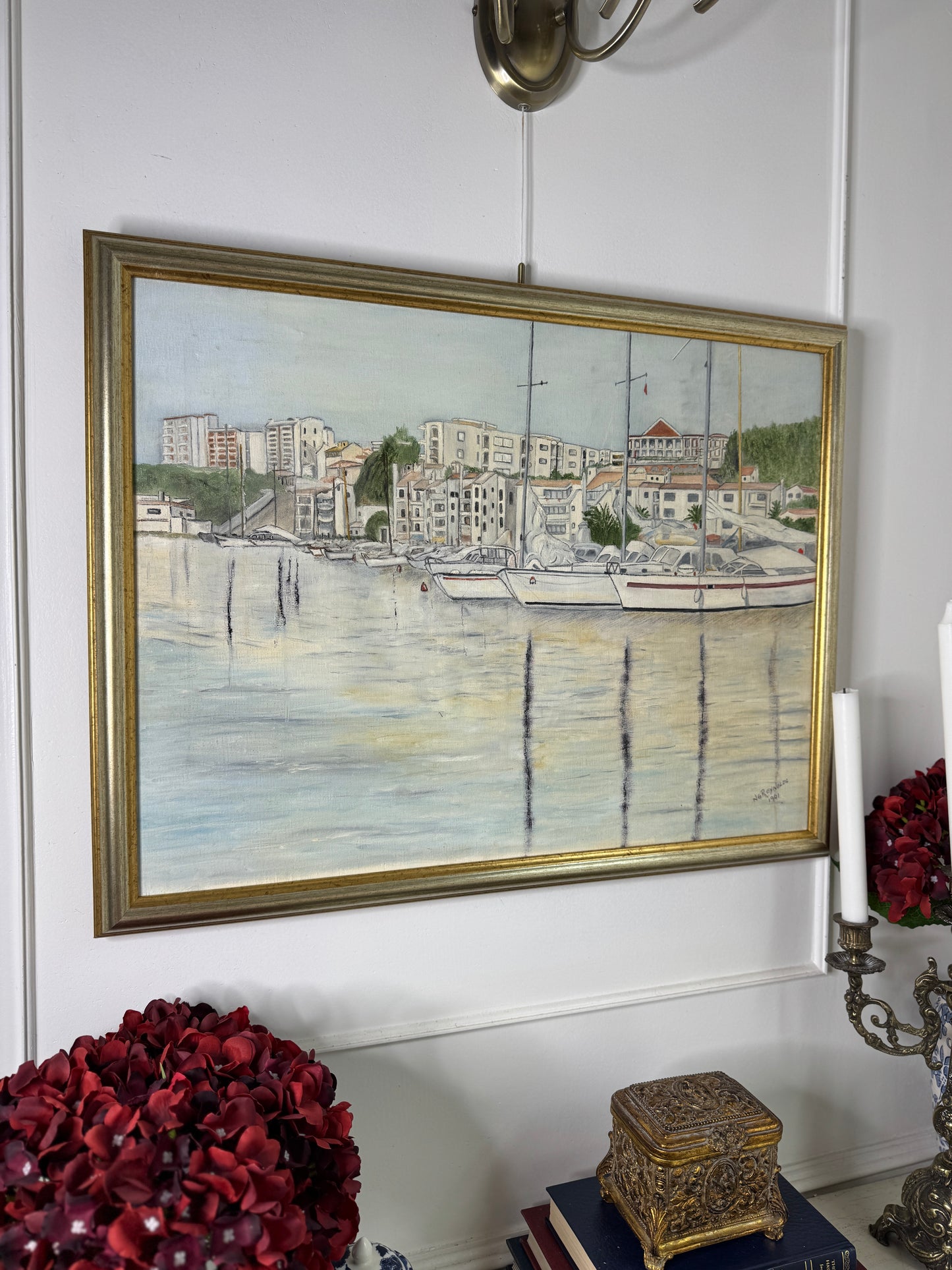 The Port of Menorca - Original Oil Painting by N.G. Reynolds