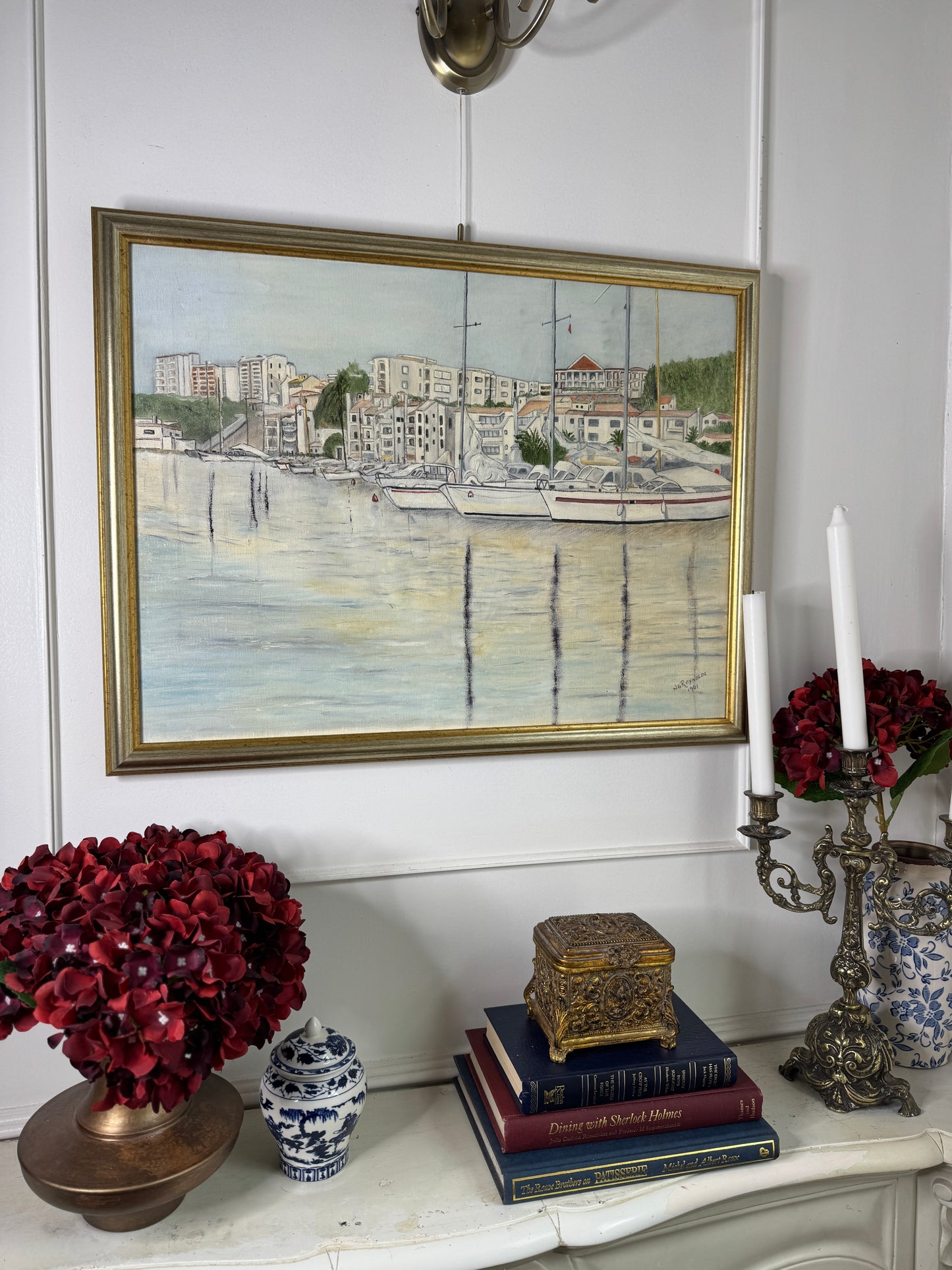 The Port of Menorca - Original Oil Painting by N.G. Reynolds