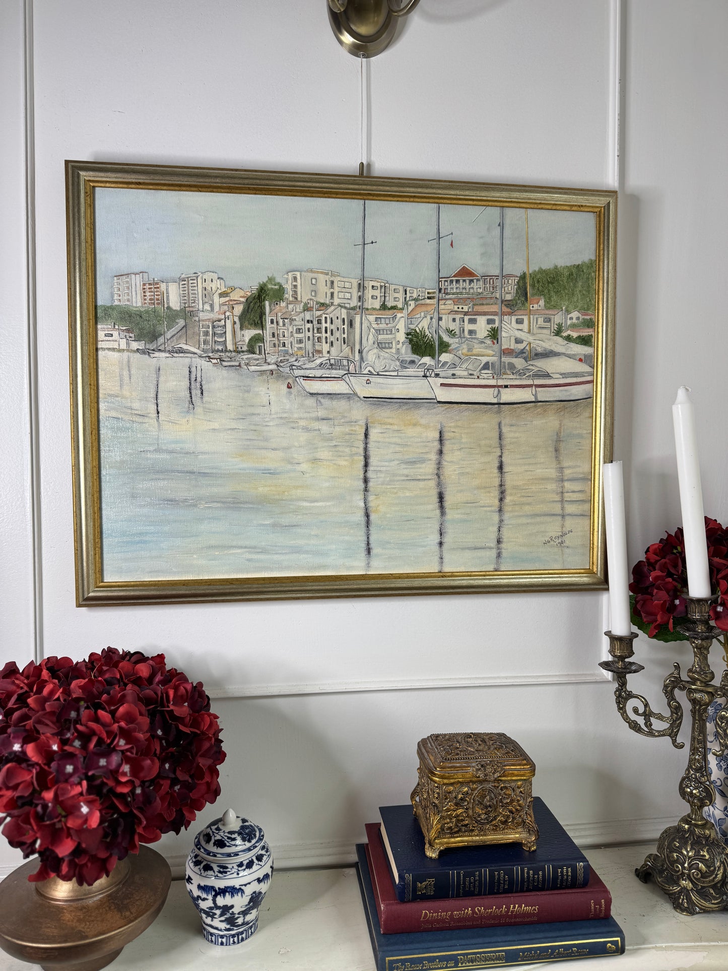 The Port of Menorca - Original Oil Painting by N.G. Reynolds