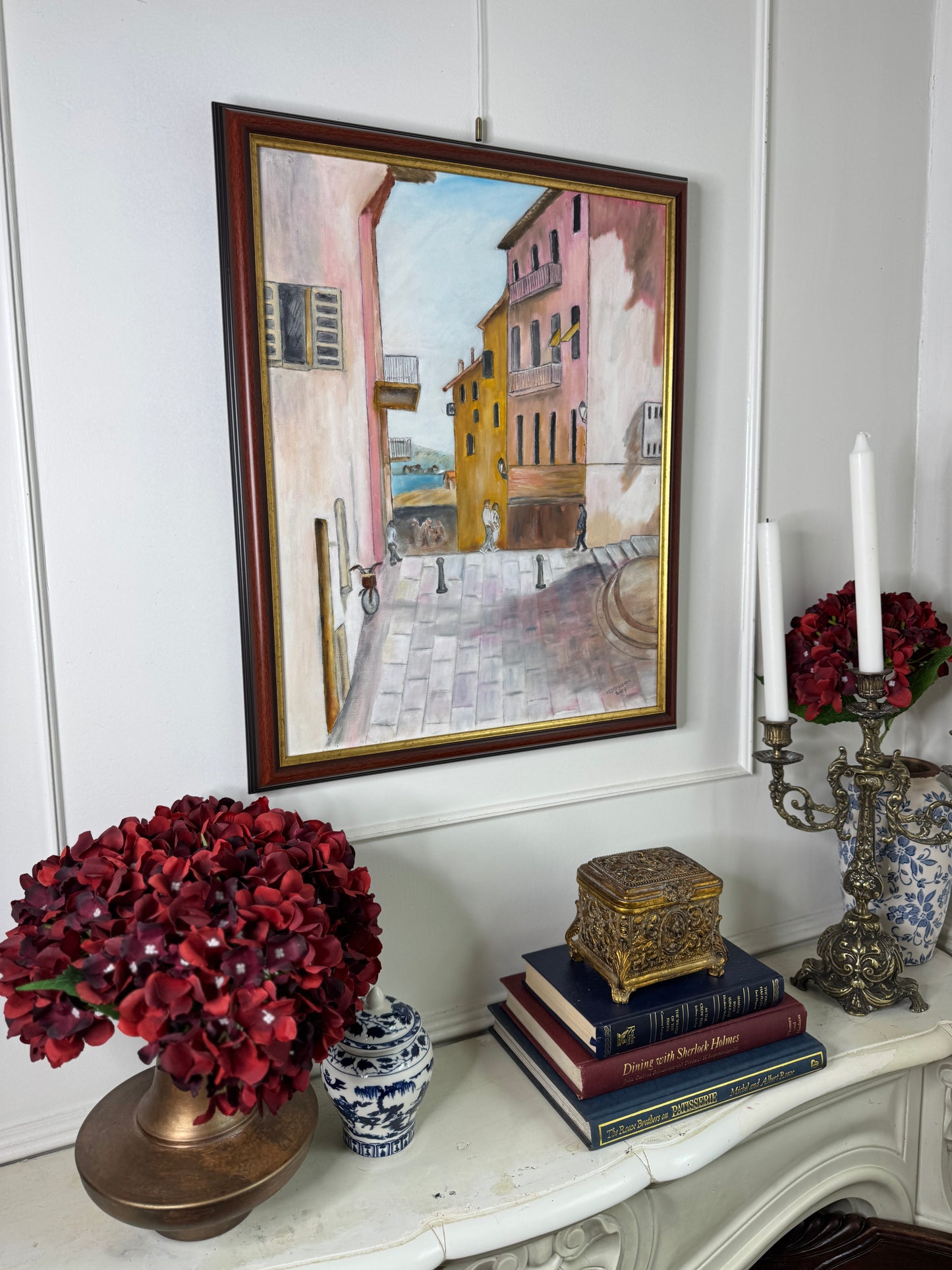 Vintage Italian Lane - Original Oil Painting by N.G. Reynolds